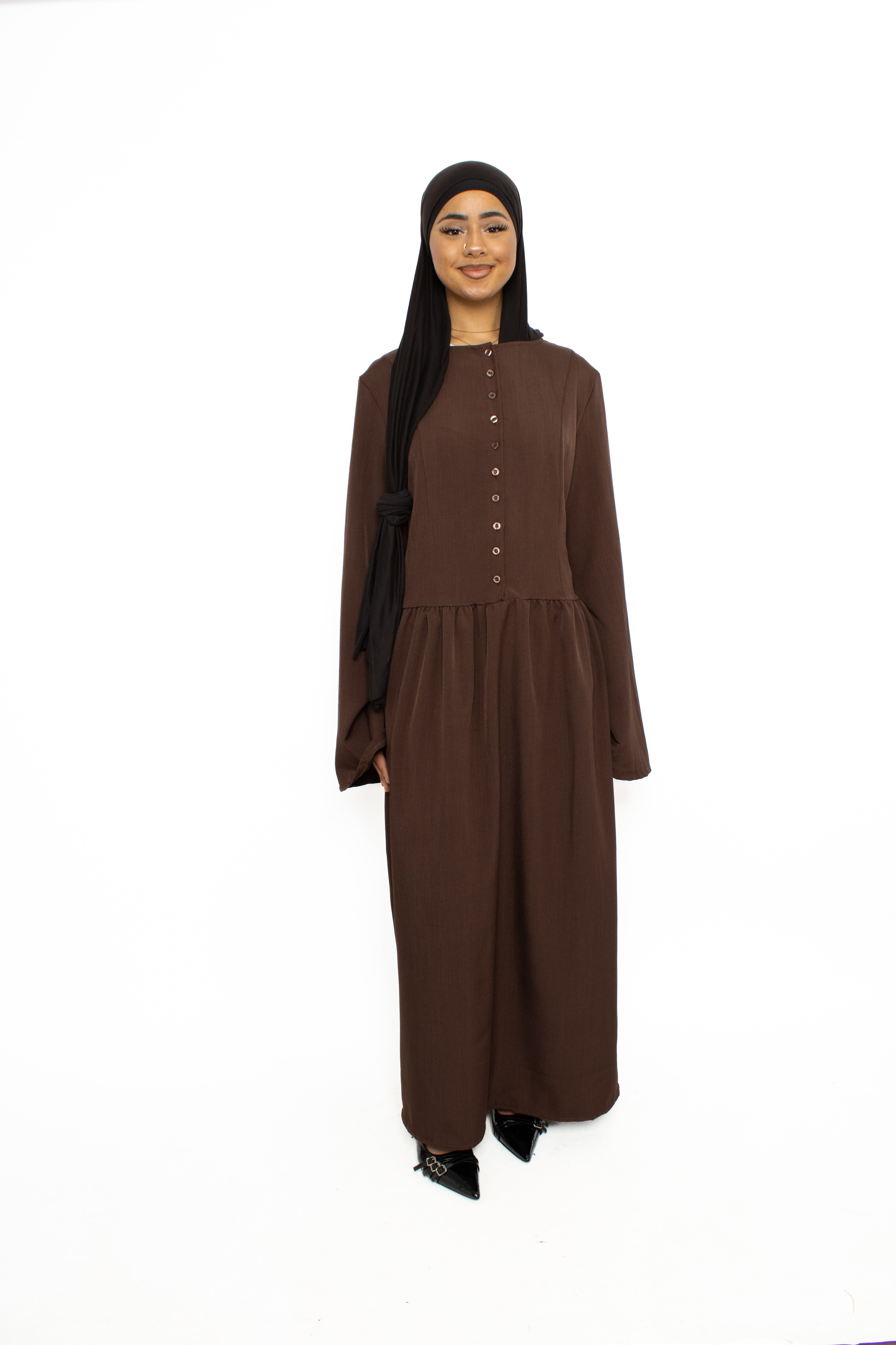 KENZA DRESS - BROWN