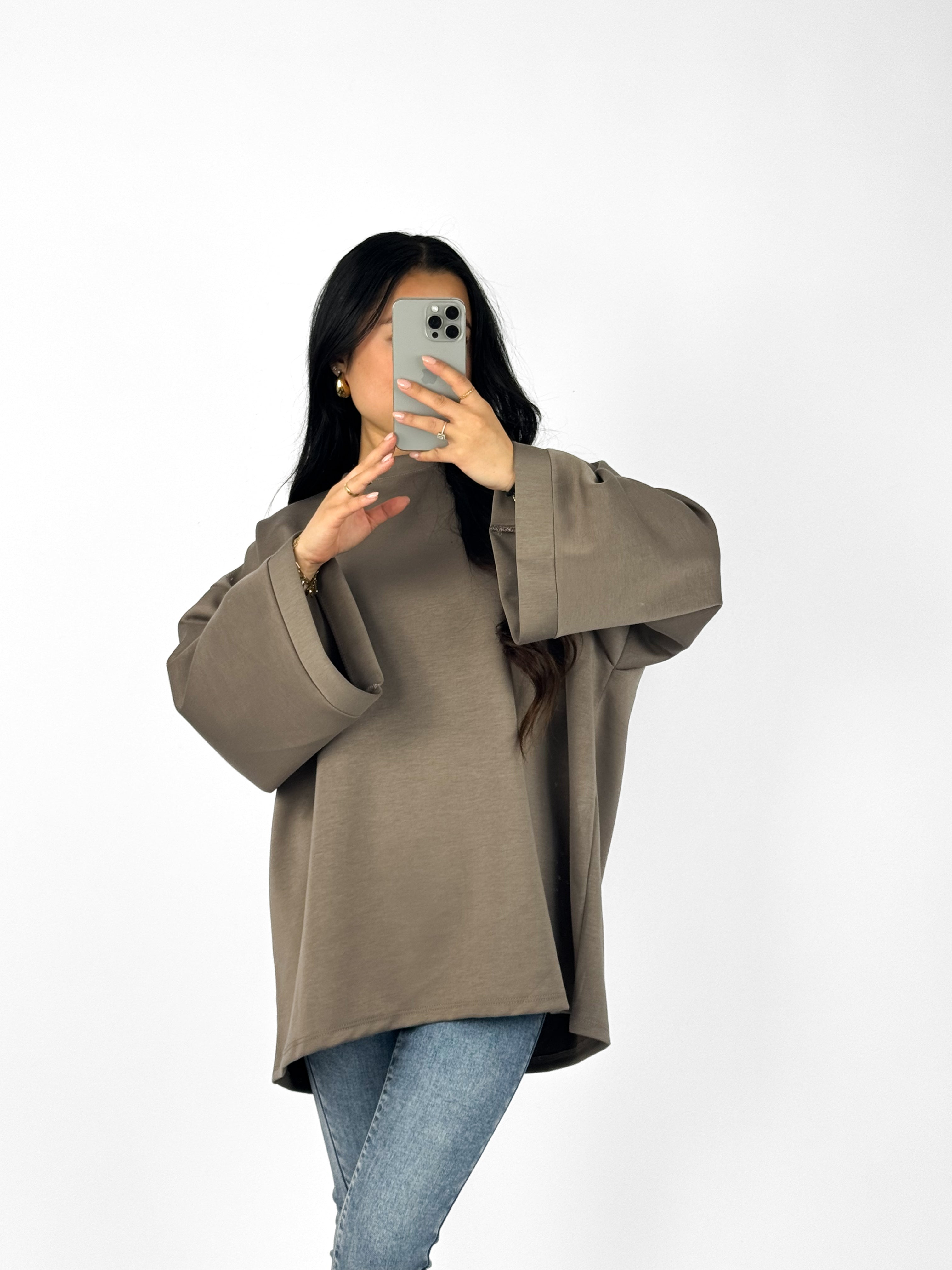 OVERSIZED BASIC SWEATER - TAUPE