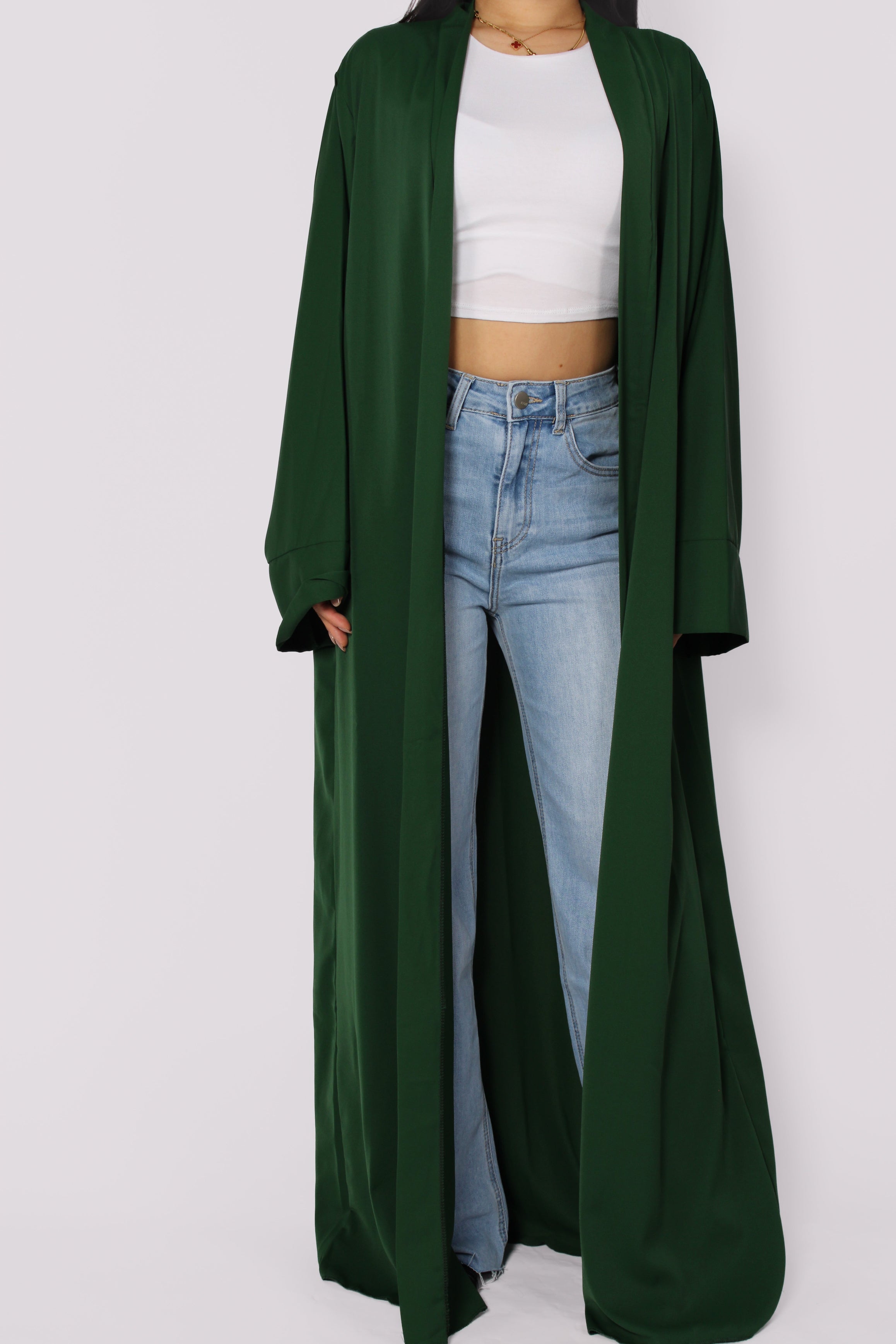 SILKY KIMONO - DARK GREEN
