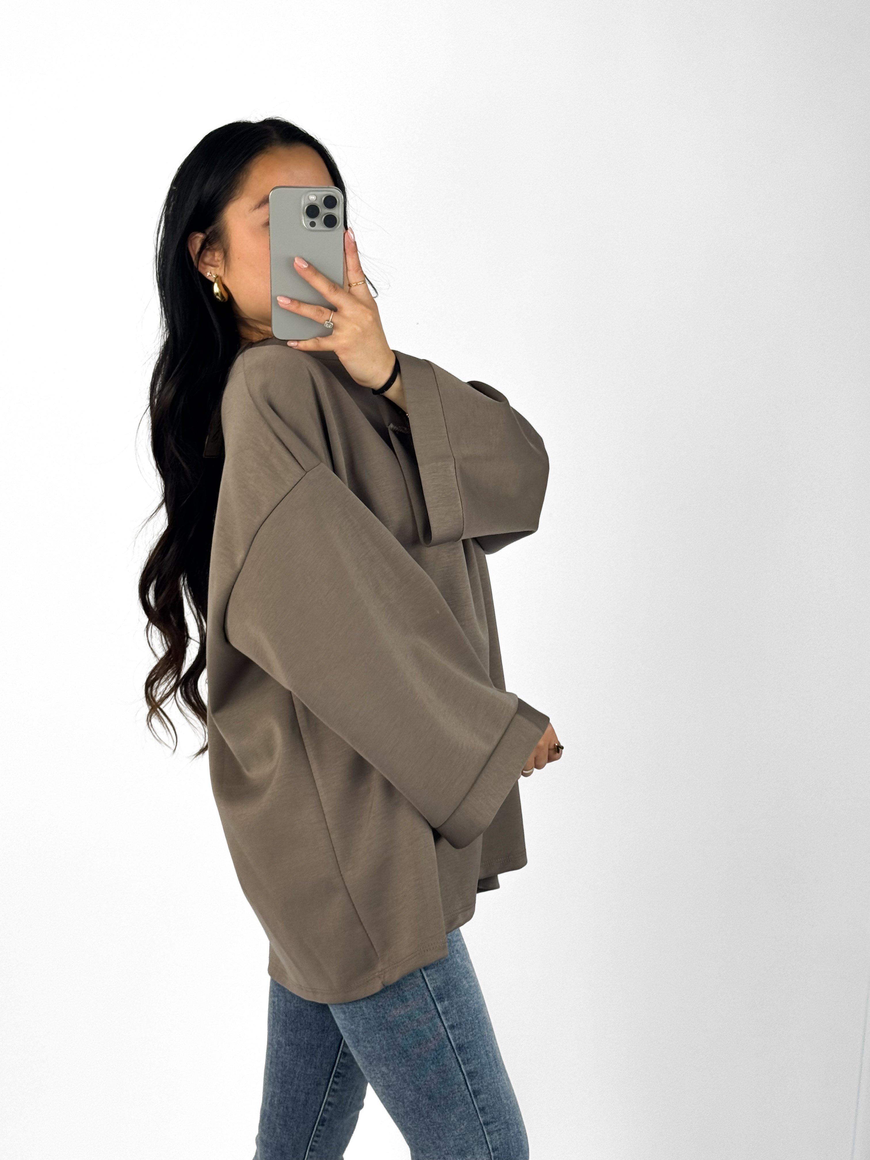 OVERSIZED BASIC SWEATER - TAUPE