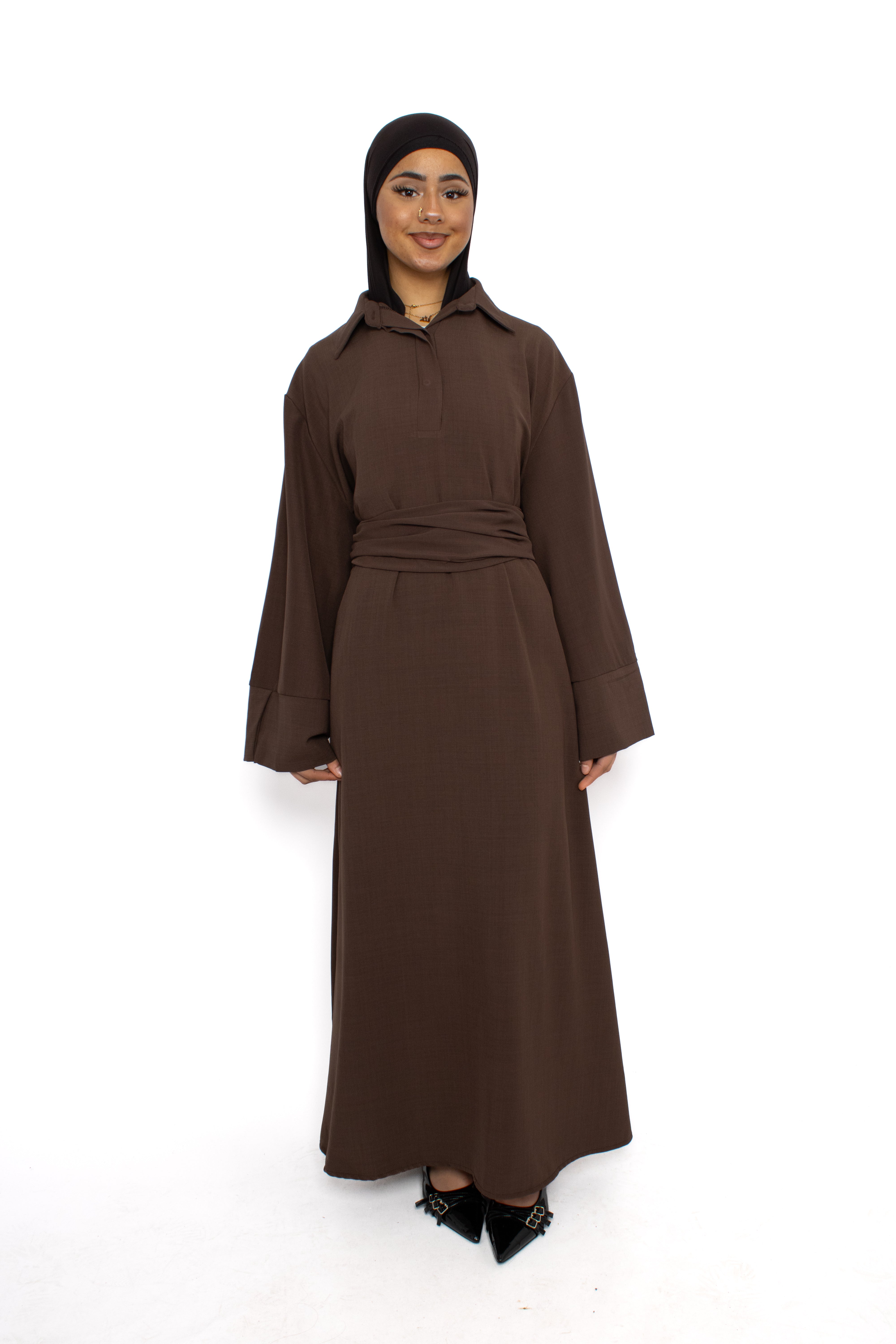 RABIA DRESS - BROWN
