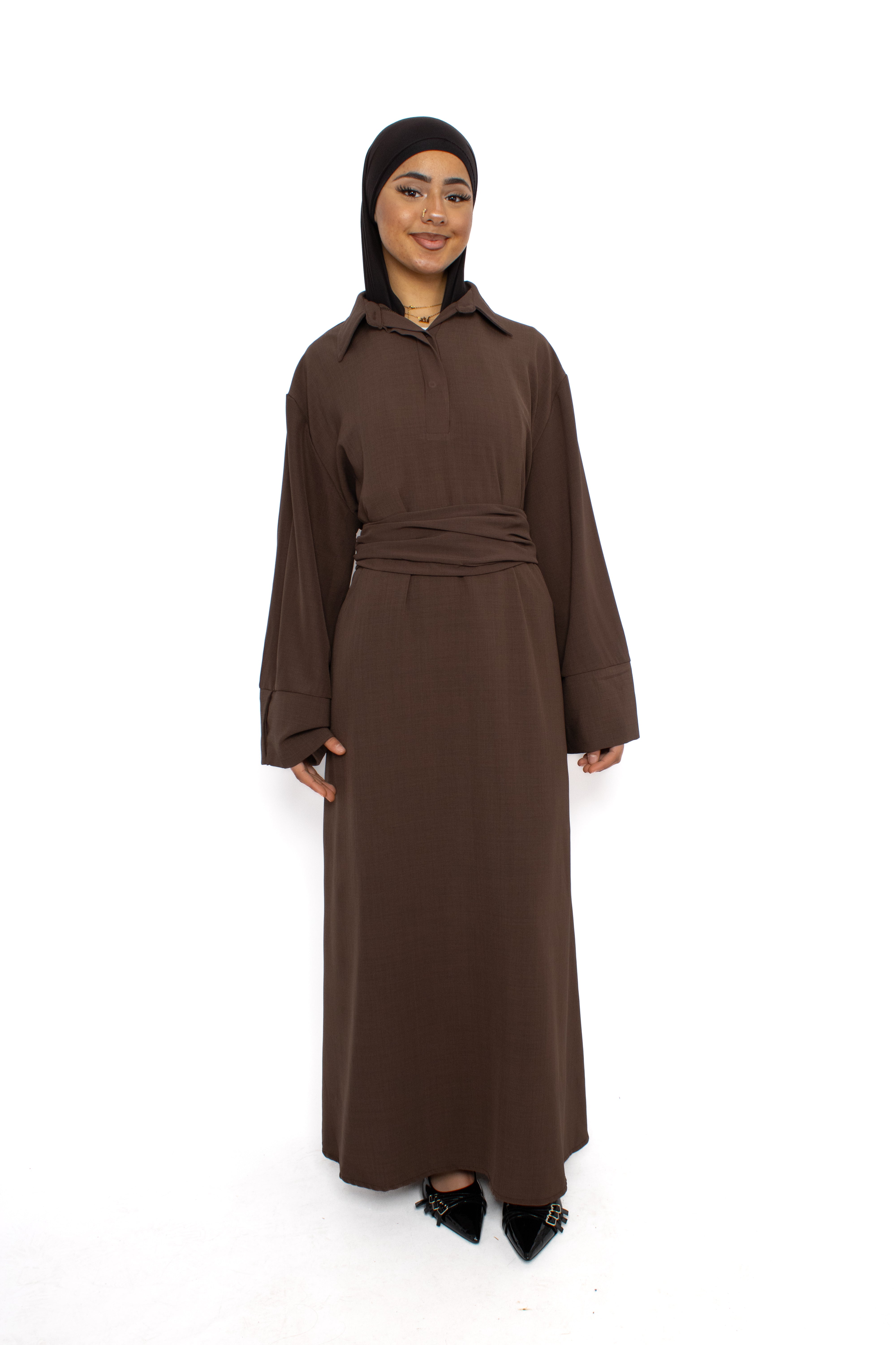 RABIA DRESS - BROWN