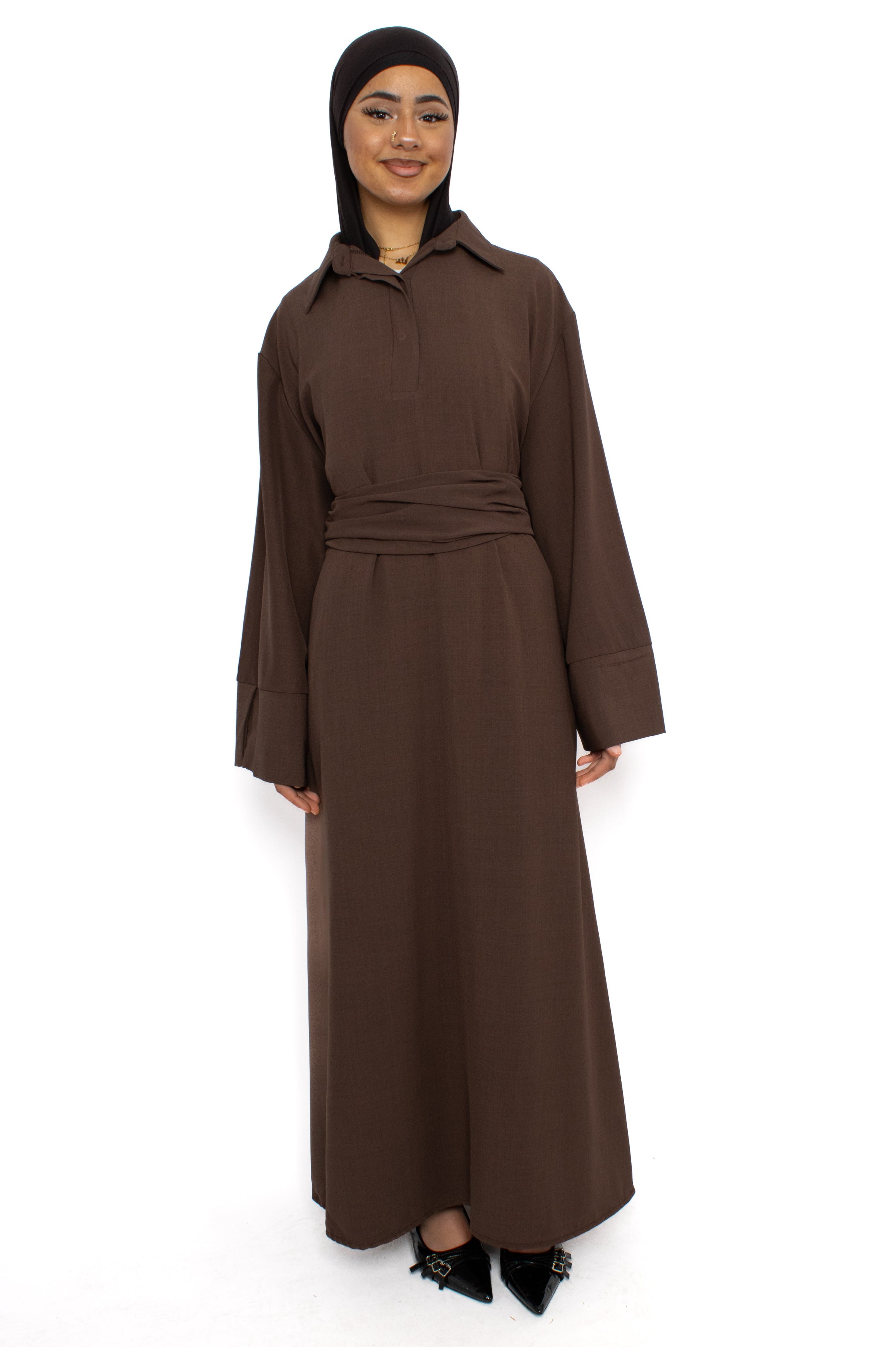 RABIA DRESS - BROWN