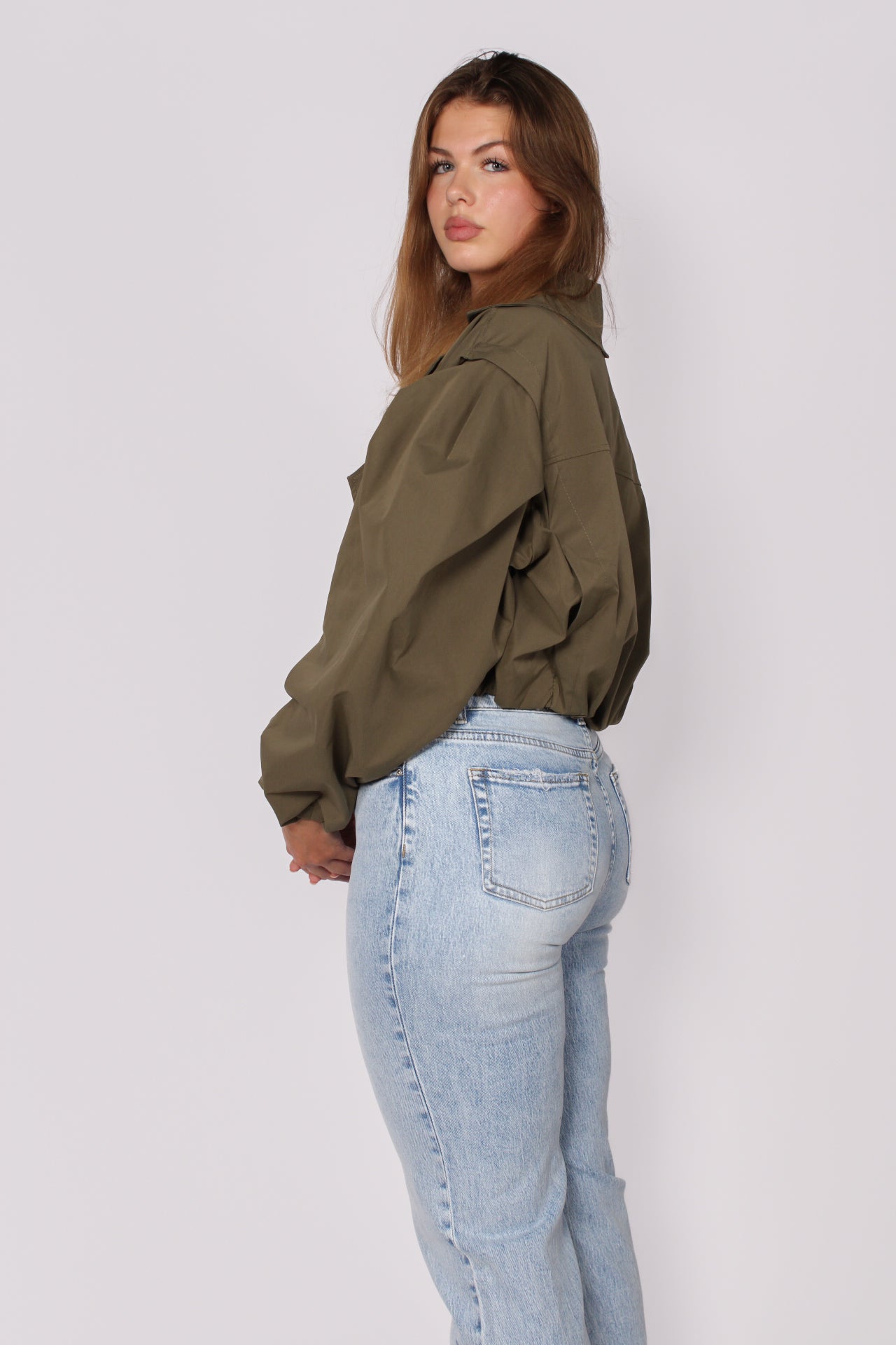 Cropped Trench Coat - Khaki