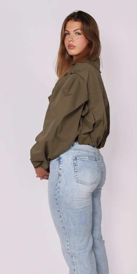 Cropped Trench Coat - Khaki