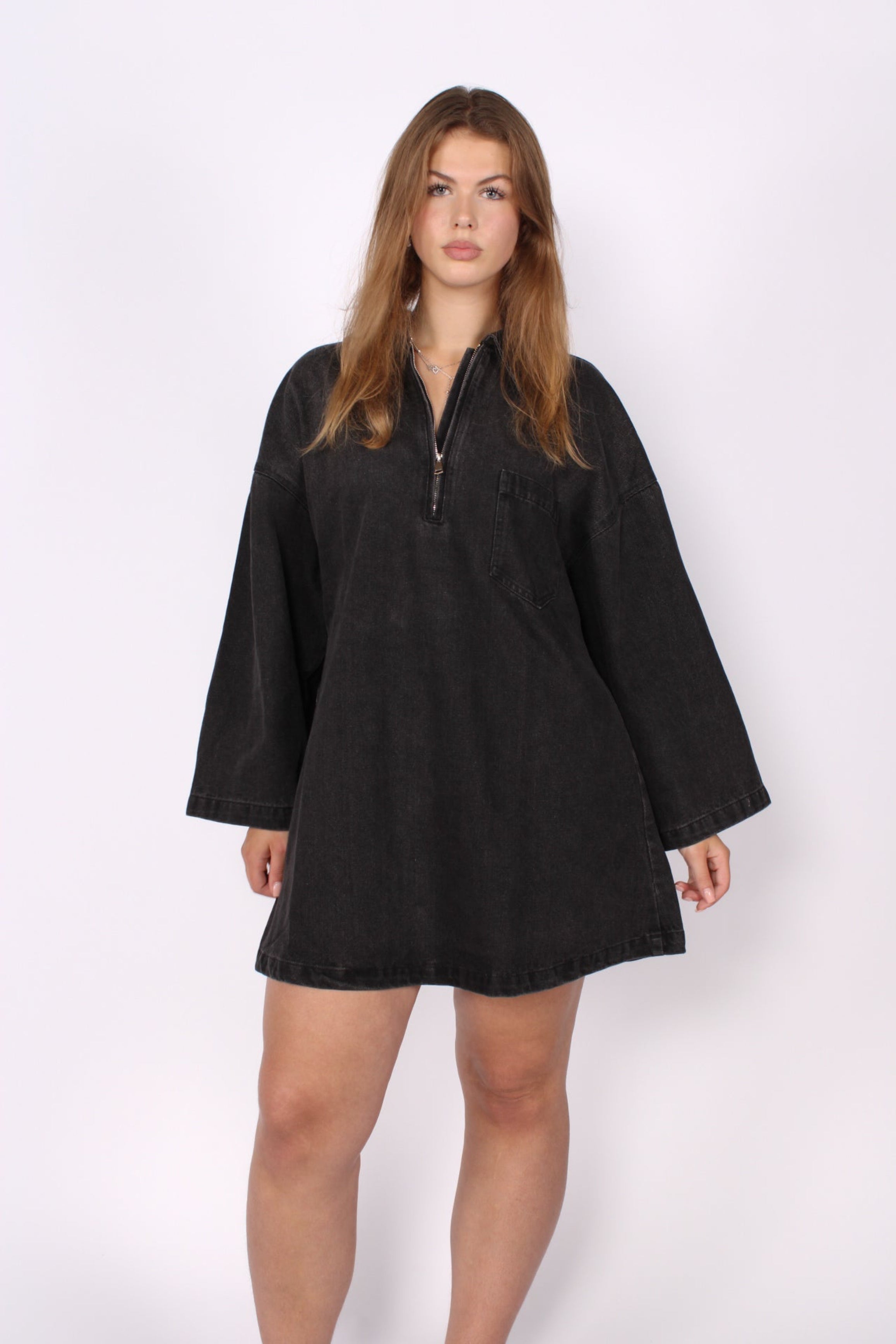 DENIM DRESS - ANTHRACITE