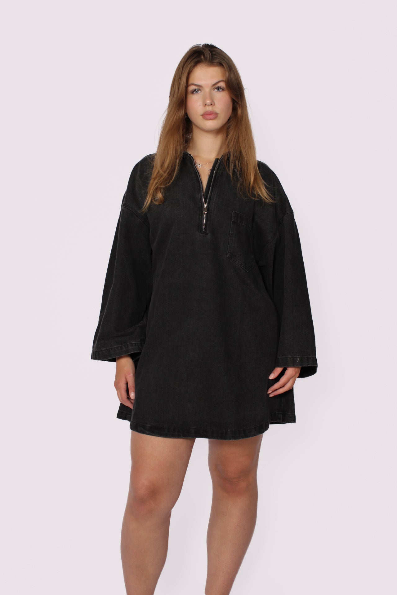 DENIM DRESS - ANTHRACITE