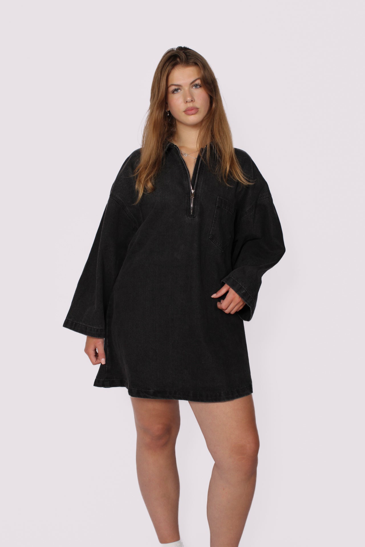 DENIM DRESS - ANTHRACITE