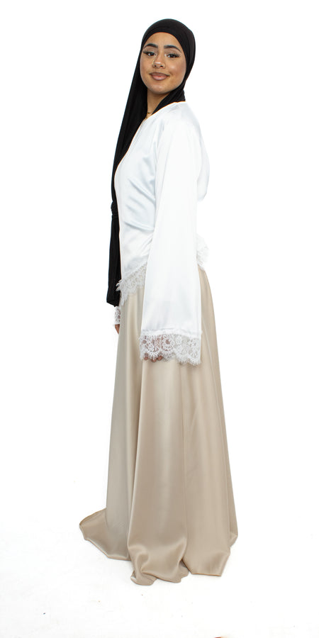 ''TALL'' SATIN MAXI SKIRT - BEIGE