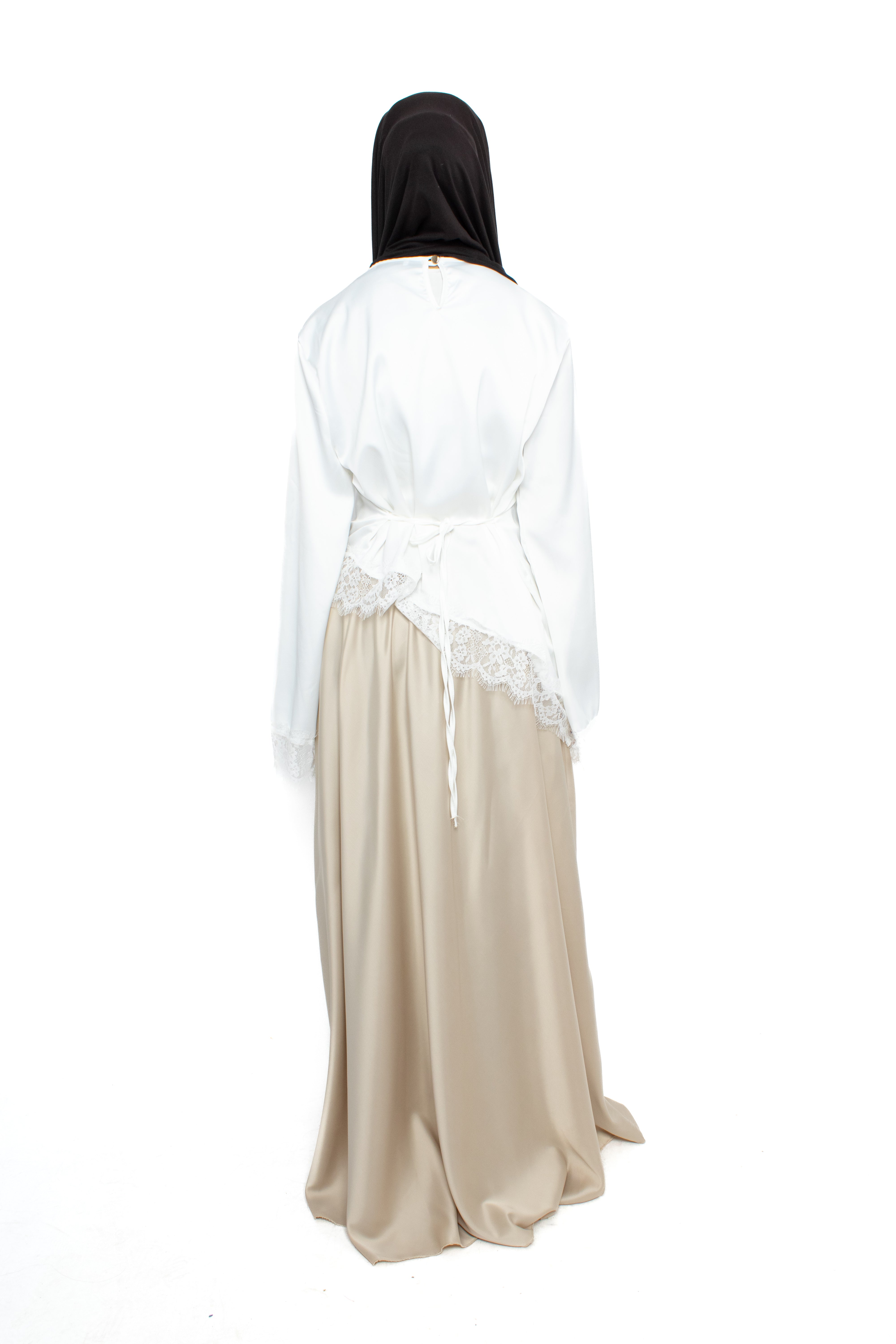 ''TALL'' SATIN MAXI SKIRT - BEIGE