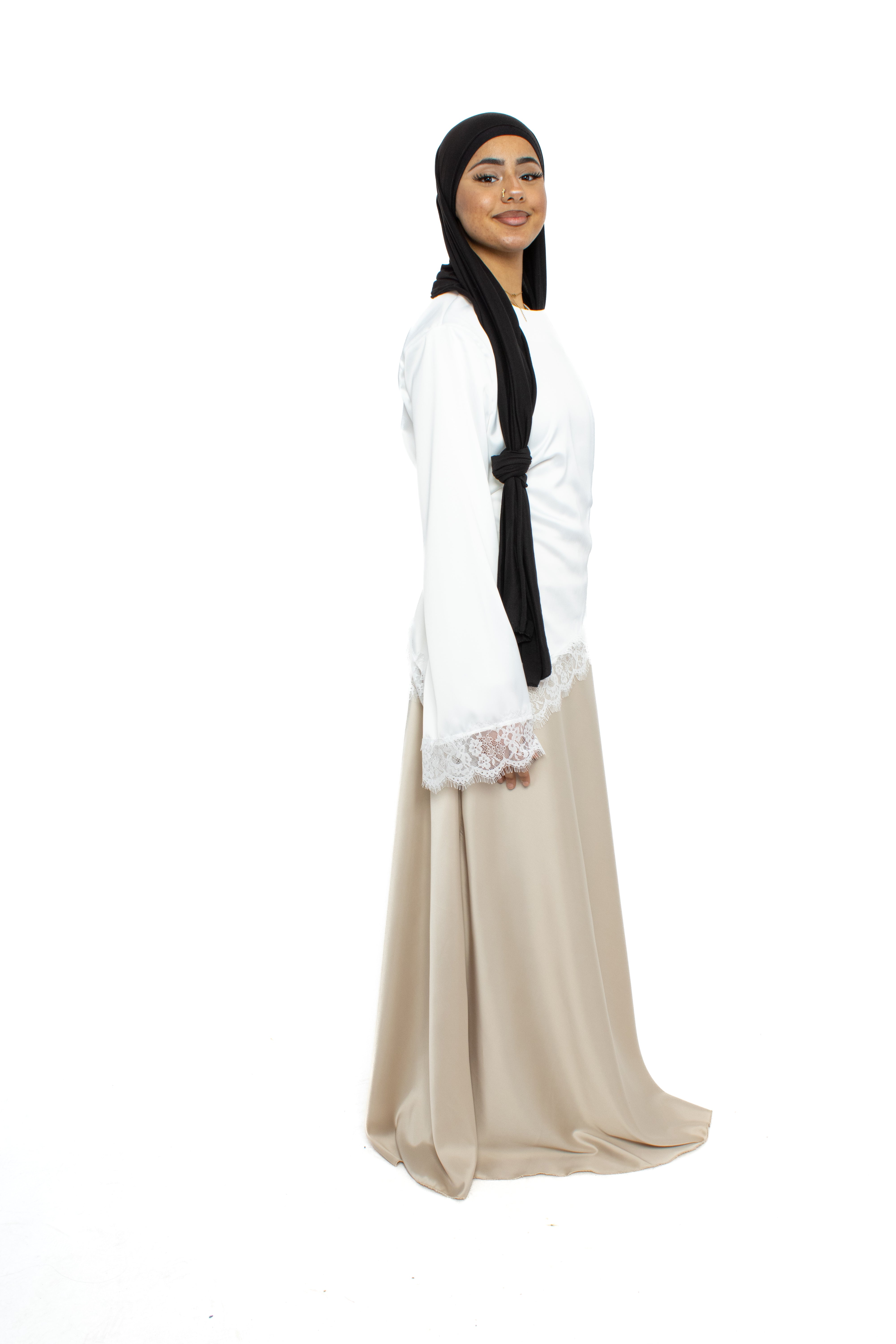 ''TALL'' SATIN MAXI SKIRT - BEIGE