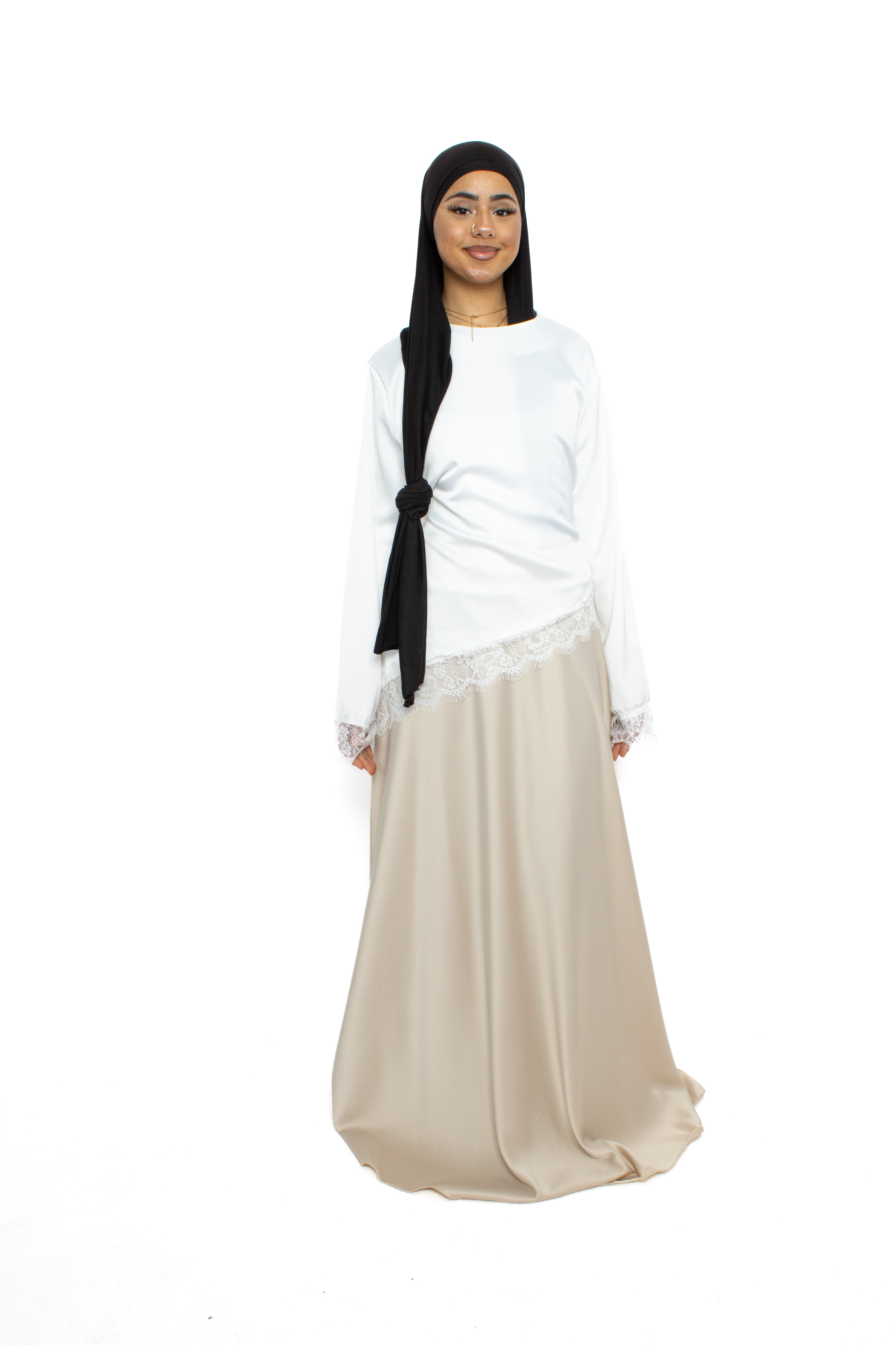 ''TALL'' SATIN MAXI SKIRT - BEIGE