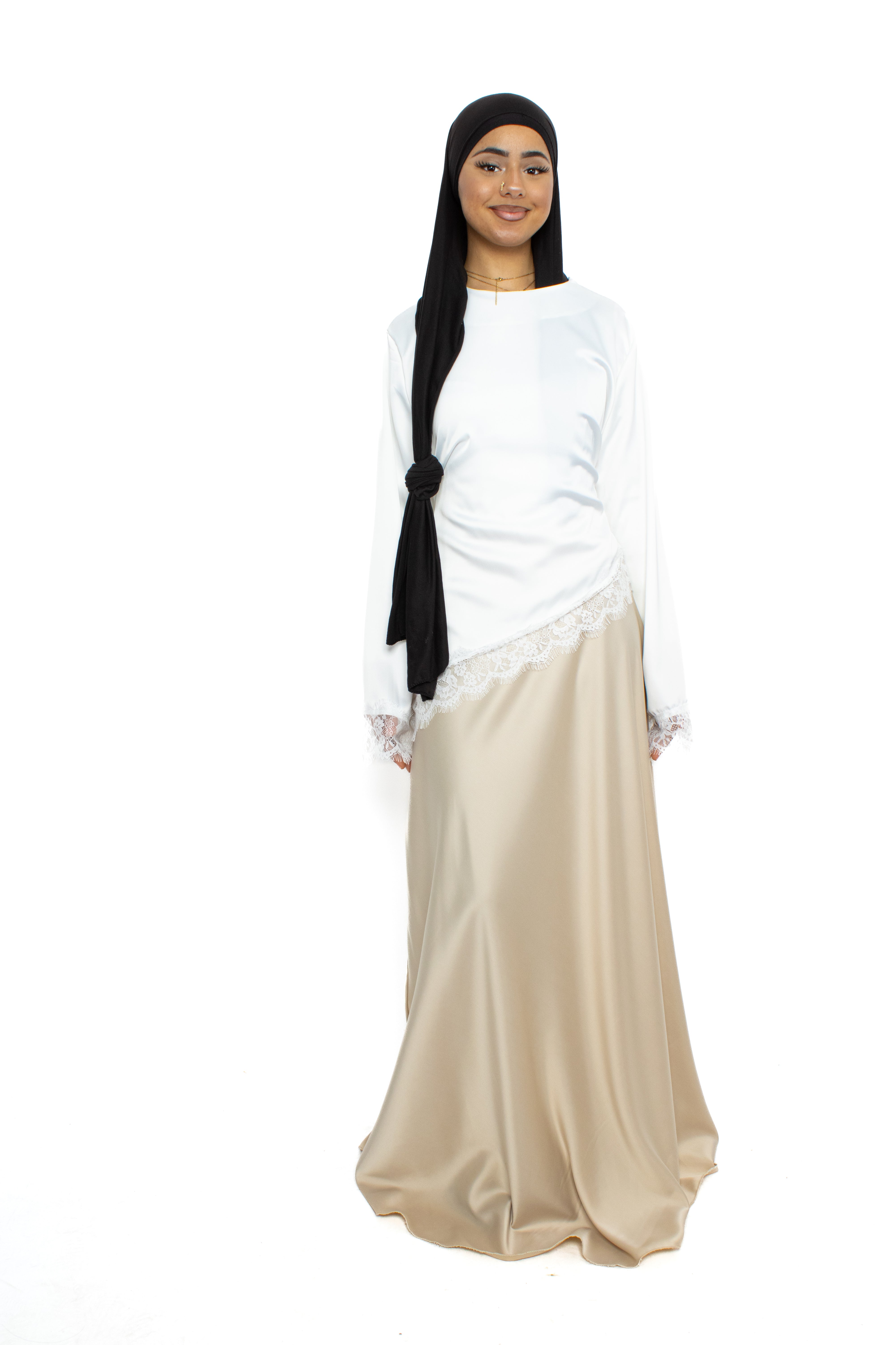 ''TALL'' SATIN MAXI SKIRT - BEIGE