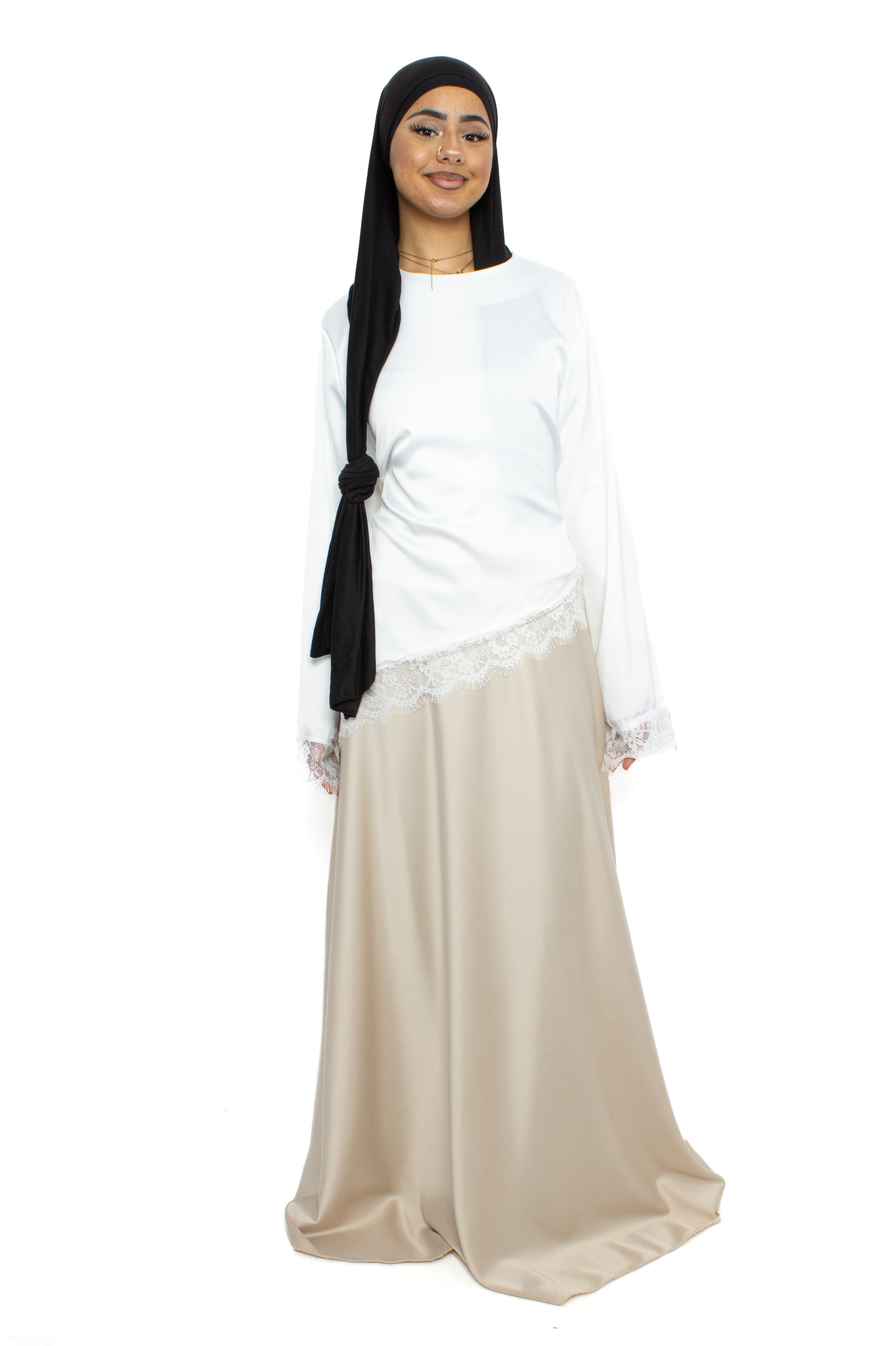 ''TALL'' SATIN MAXI SKIRT - BEIGE