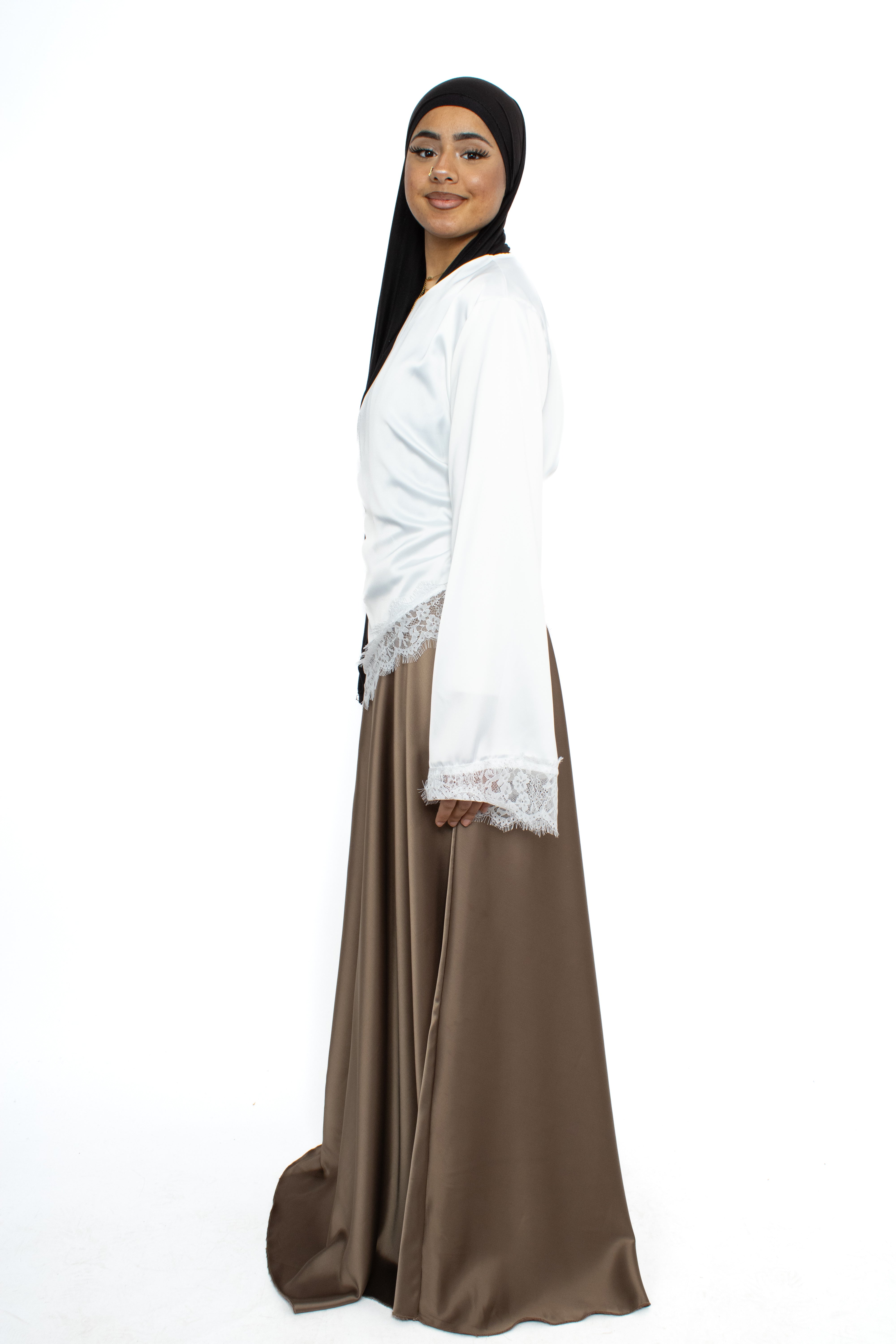 ''TALL'' SATIN MAXI SKIRT - TAUPE