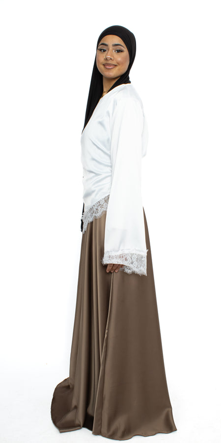 ''TALL'' SATIN MAXI SKIRT - TAUPE