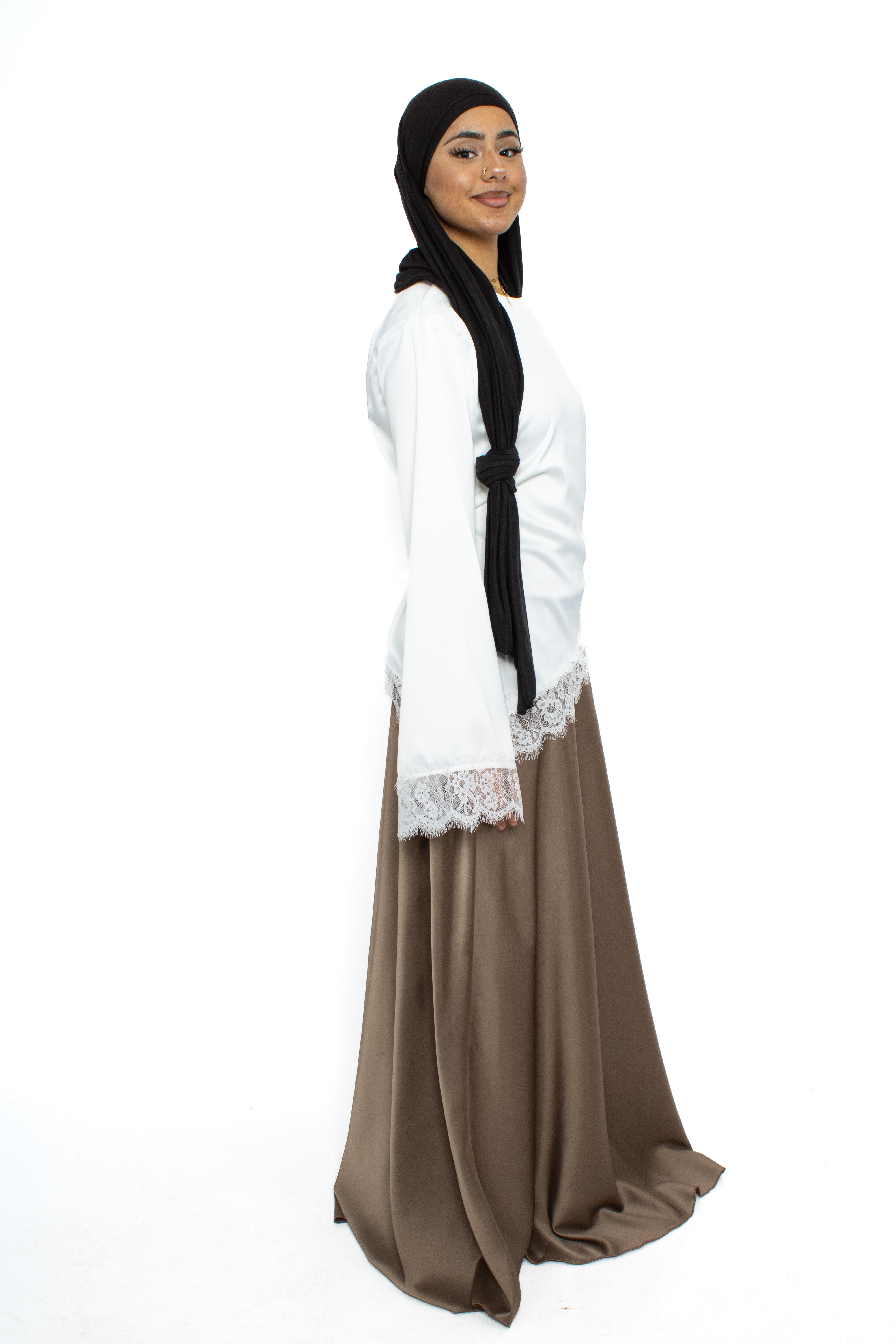 ''TALL'' SATIN MAXI SKIRT - TAUPE