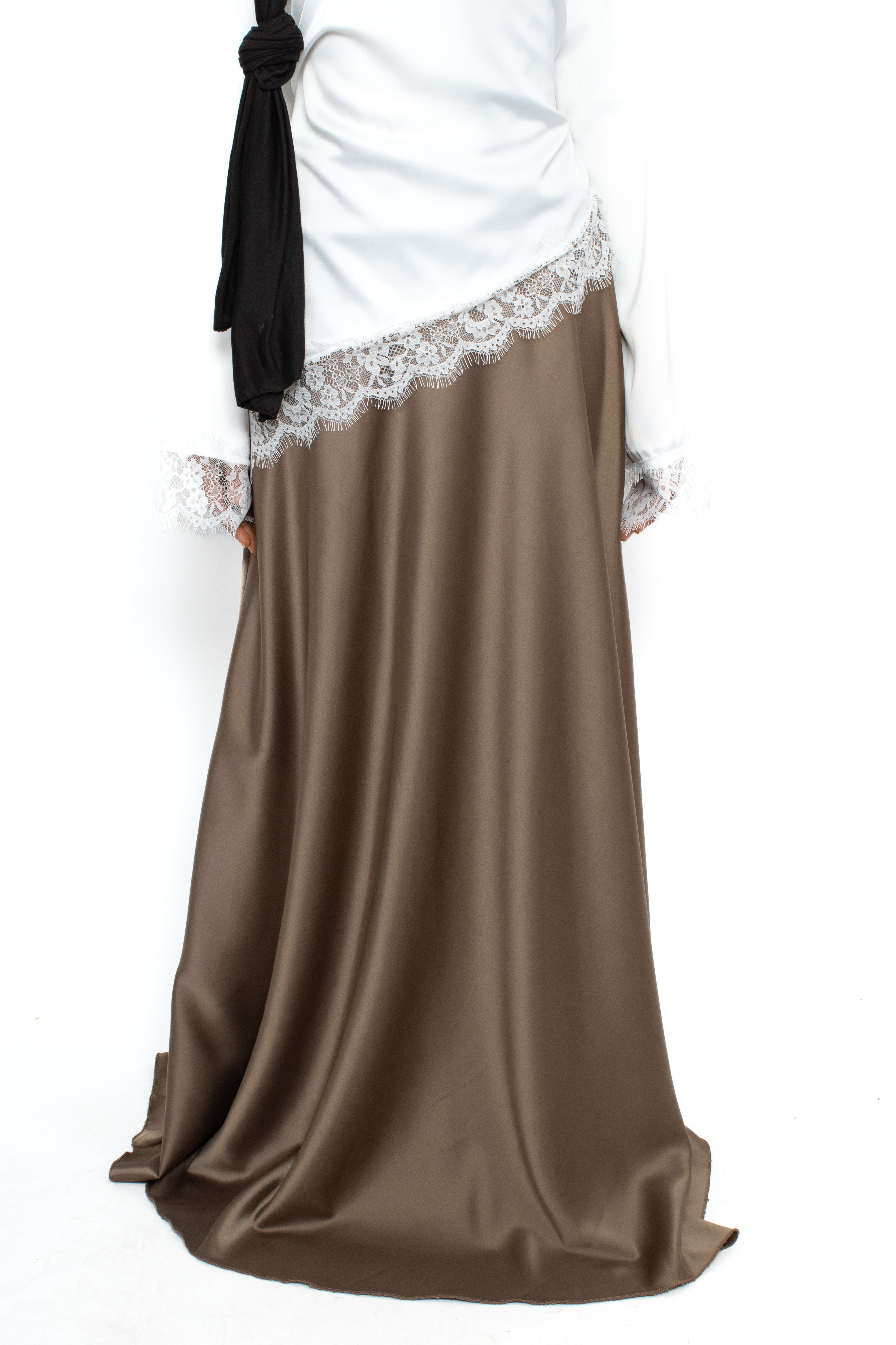 ''TALL'' SATIN MAXI SKIRT - TAUPE