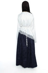 FLORAL JACQUARD SKIRT - NAVY