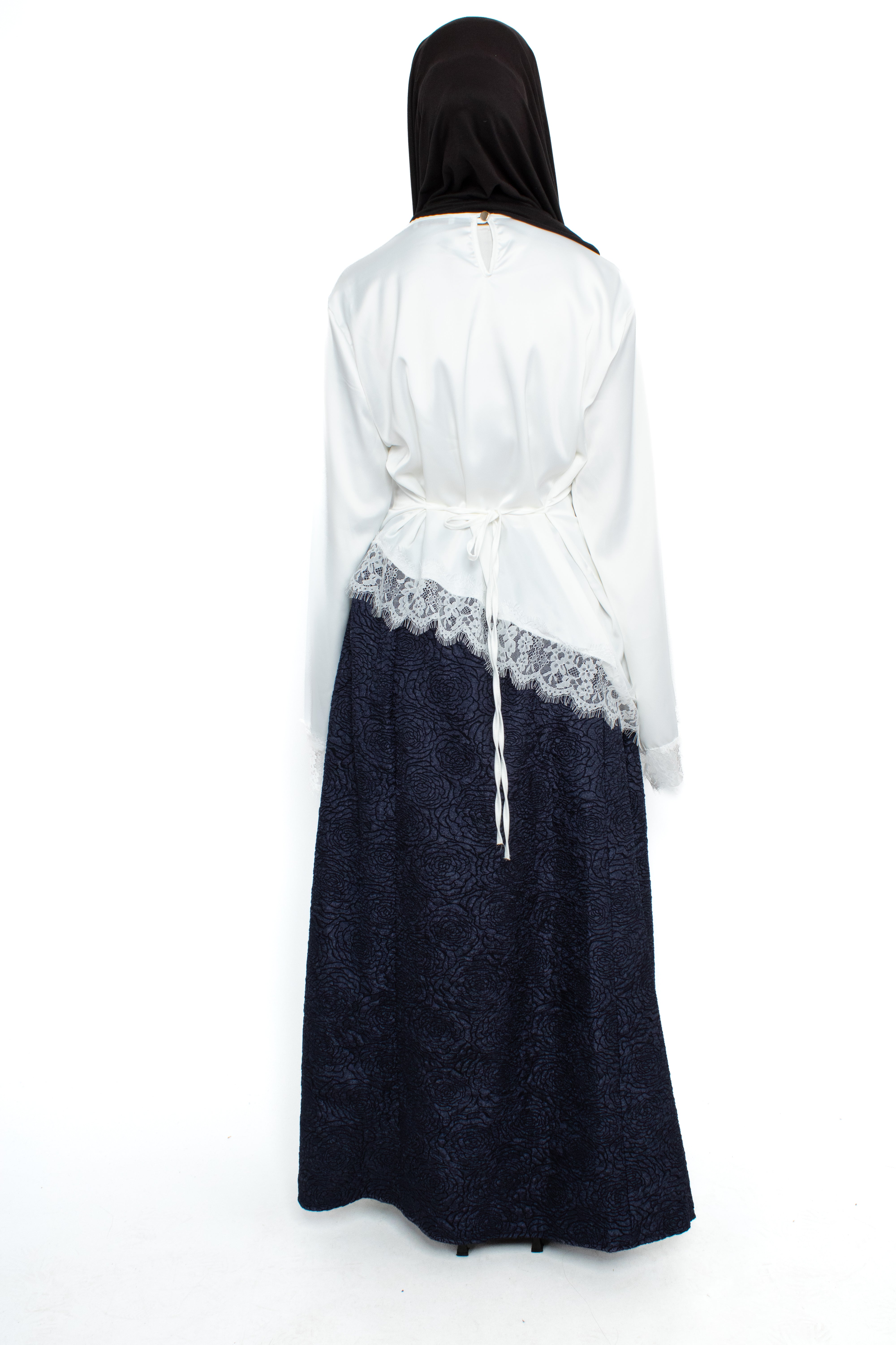 FLORAL JACQUARD SKIRT - NAVY