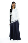 FLORAL JACQUARD SKIRT - NAVY