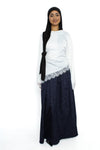 FLORAL JACQUARD SKIRT - NAVY