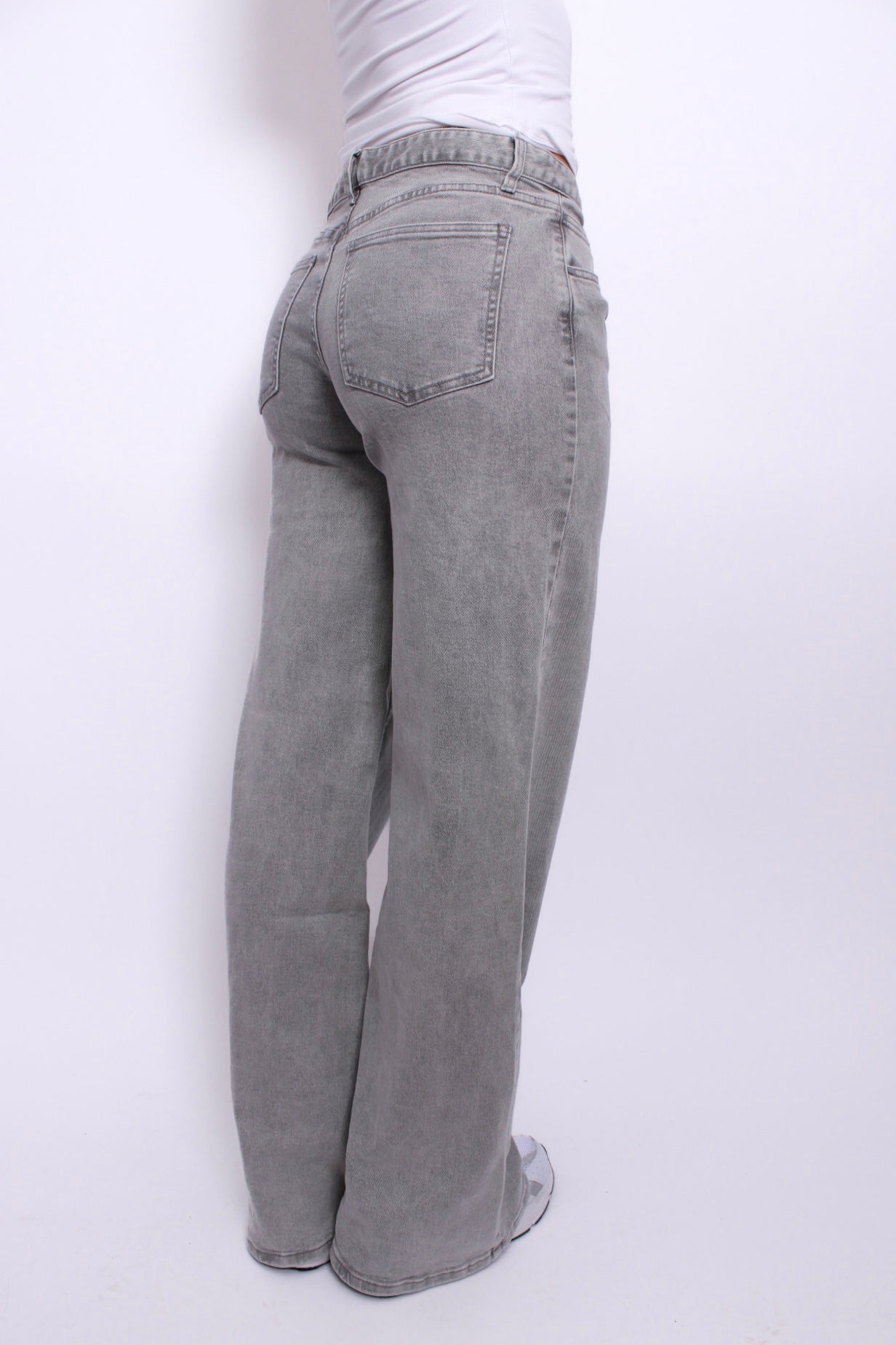 ''TALL'' MID WAIST WIDE LEG JEANS 3066 - LIGHT GREY