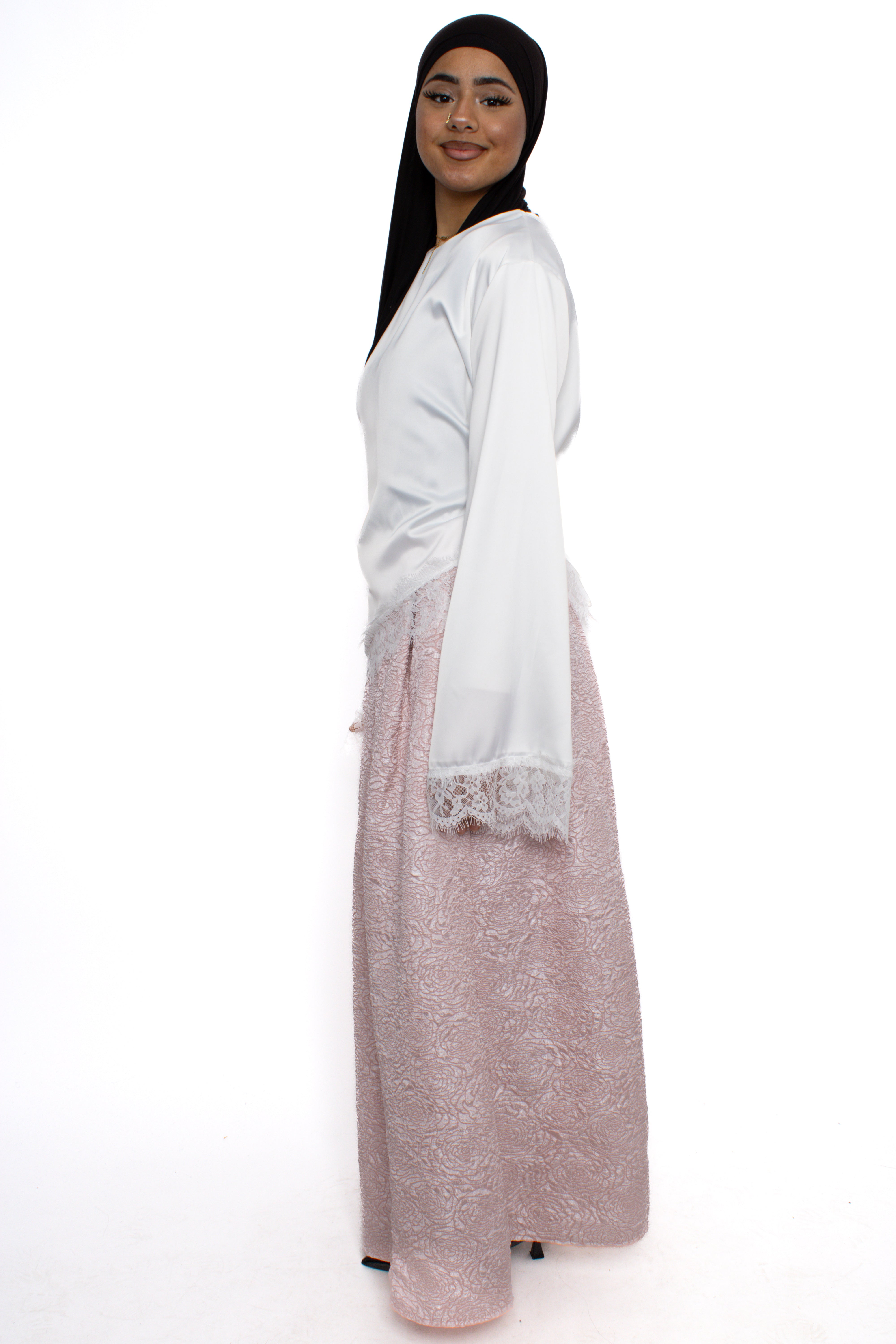 FLORAL JACQUARD SKIRT - BABY PINK