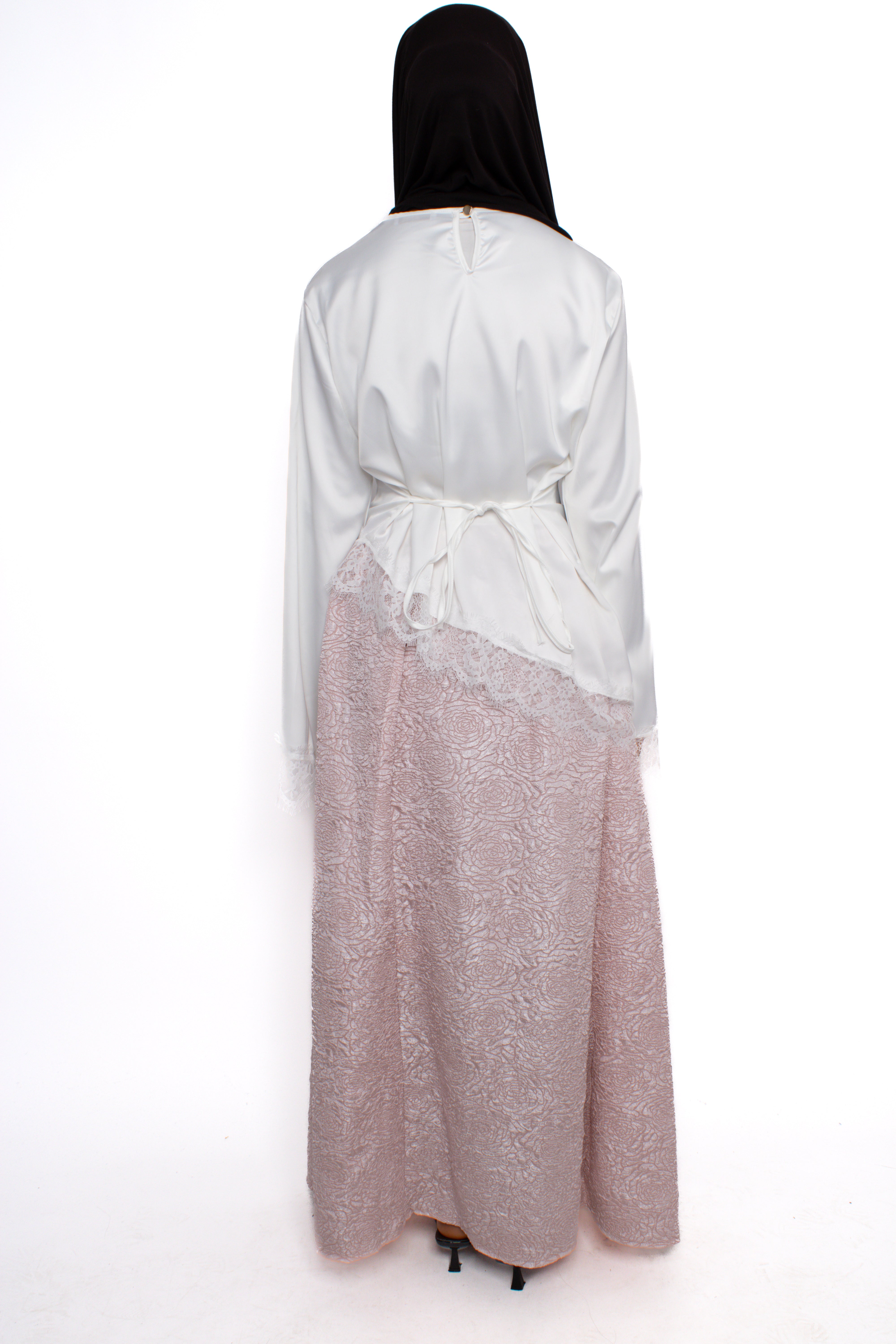 FLORAL JACQUARD SKIRT - BABY PINK