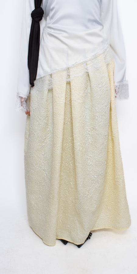FLORAL JACQUARD SKIRT - BUTTER YELLOW