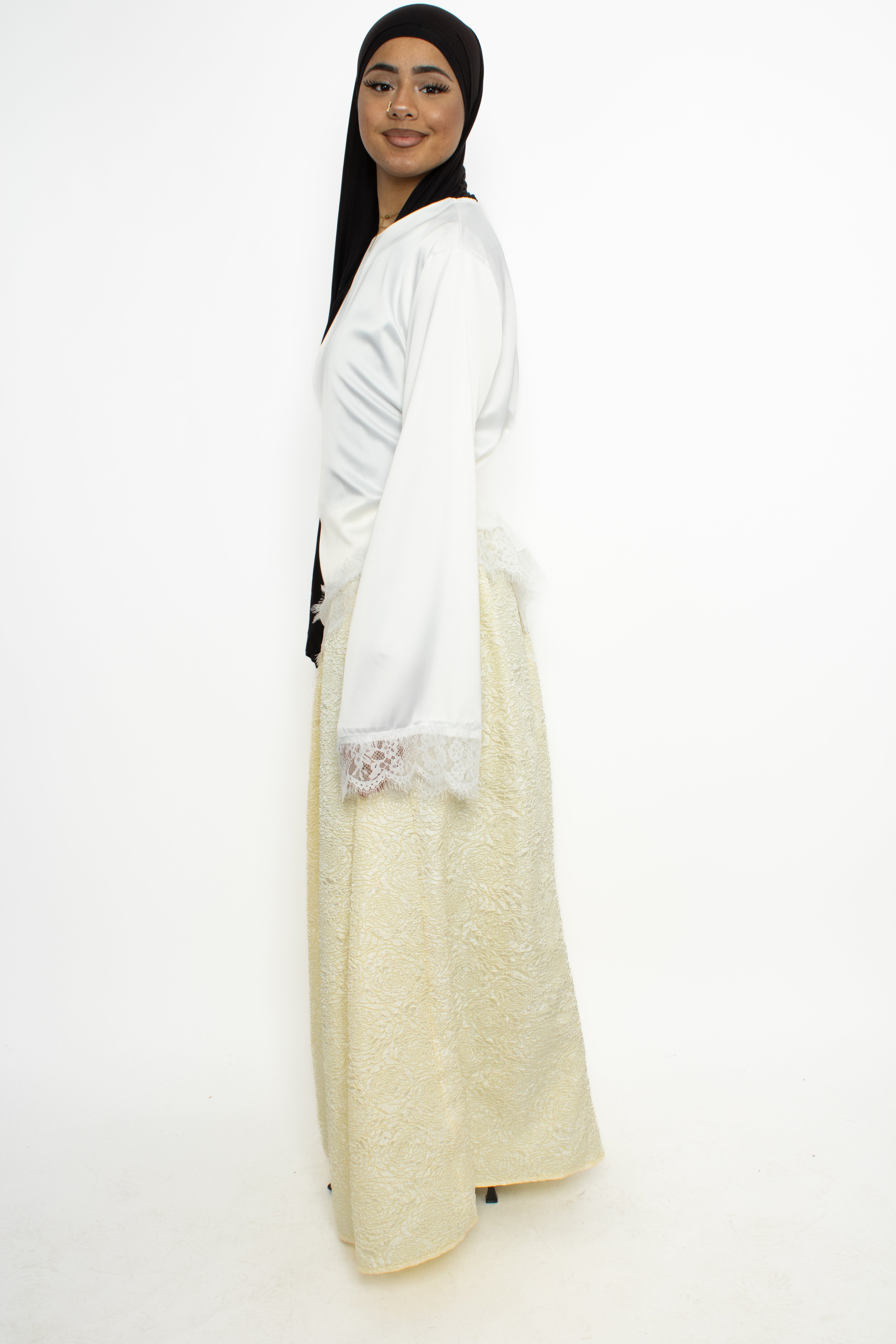 FLORAL JACQUARD SKIRT - BUTTER YELLOW