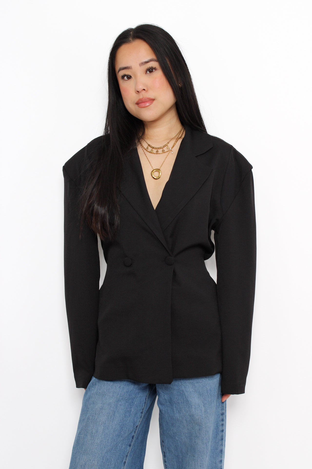 SNATCHED BLAZER - BLACK