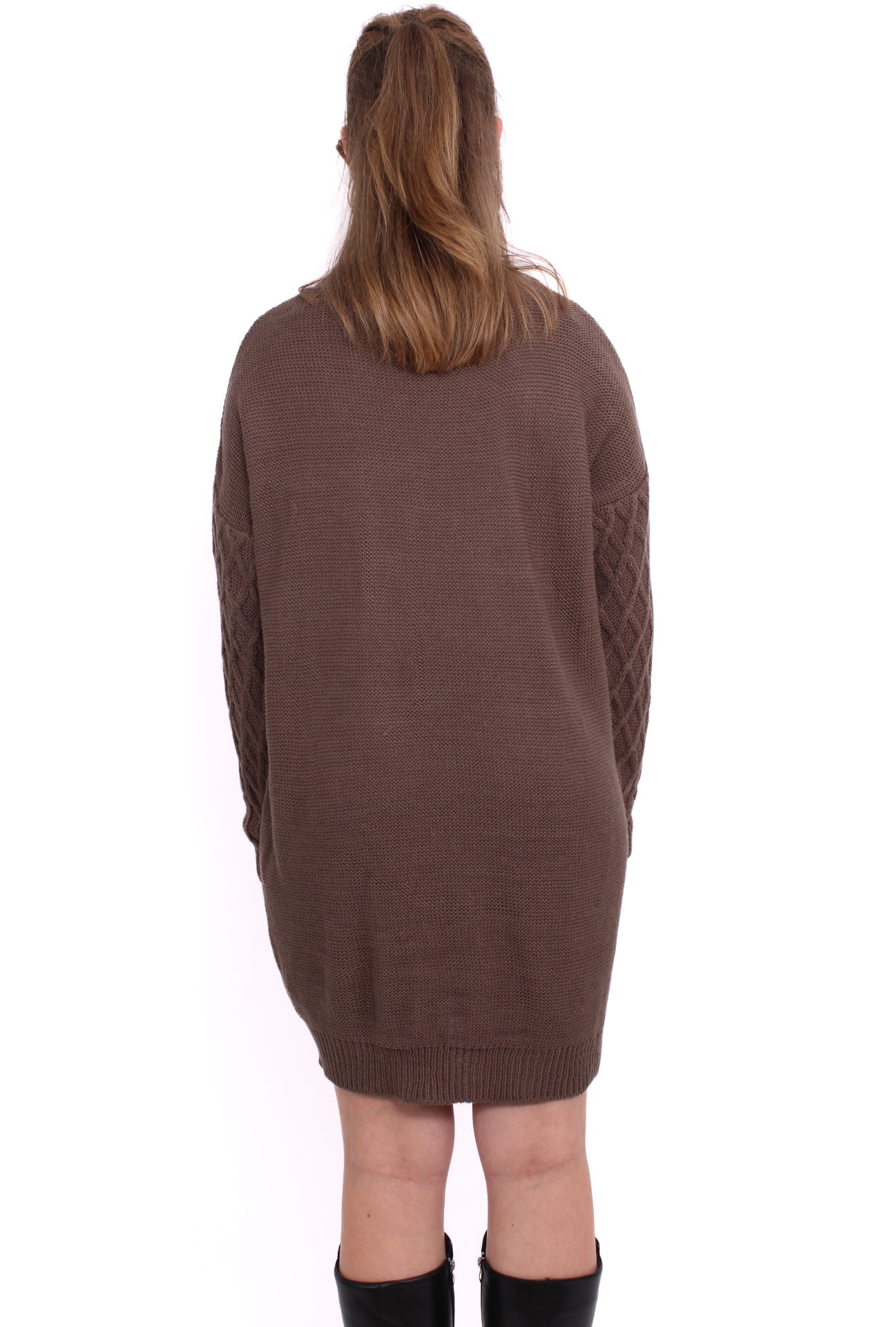 CABLE DRESS - TAUPE