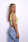 SQUARE CROPPED TOP - LIME GREEN/YELLOW