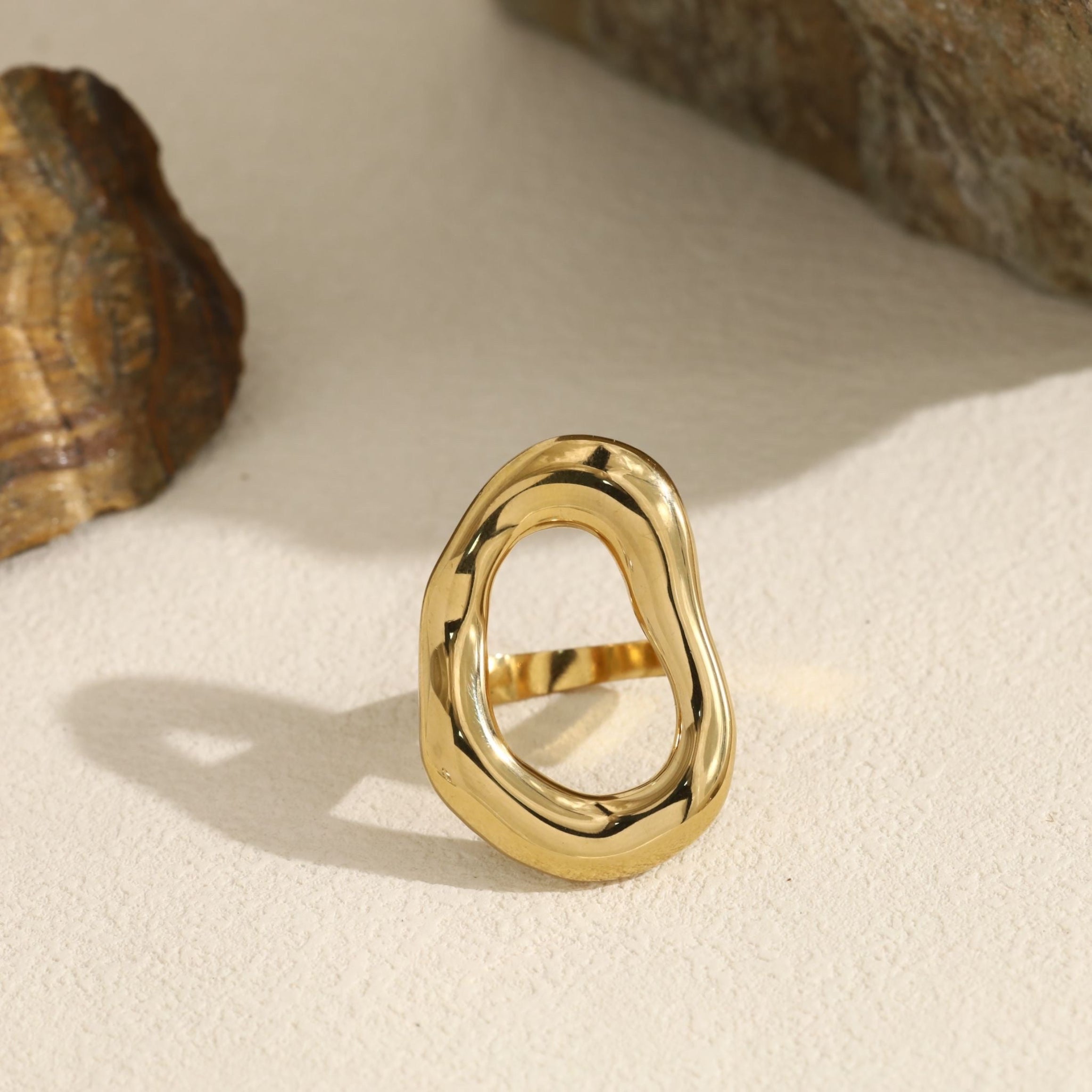 WAVY HALO RING SMALL - GOLD