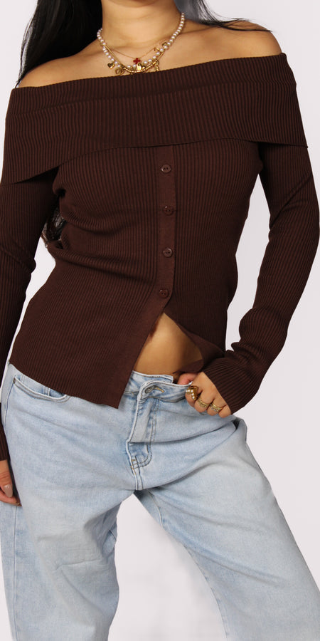 Off-the-shoulder top 5046 - brown