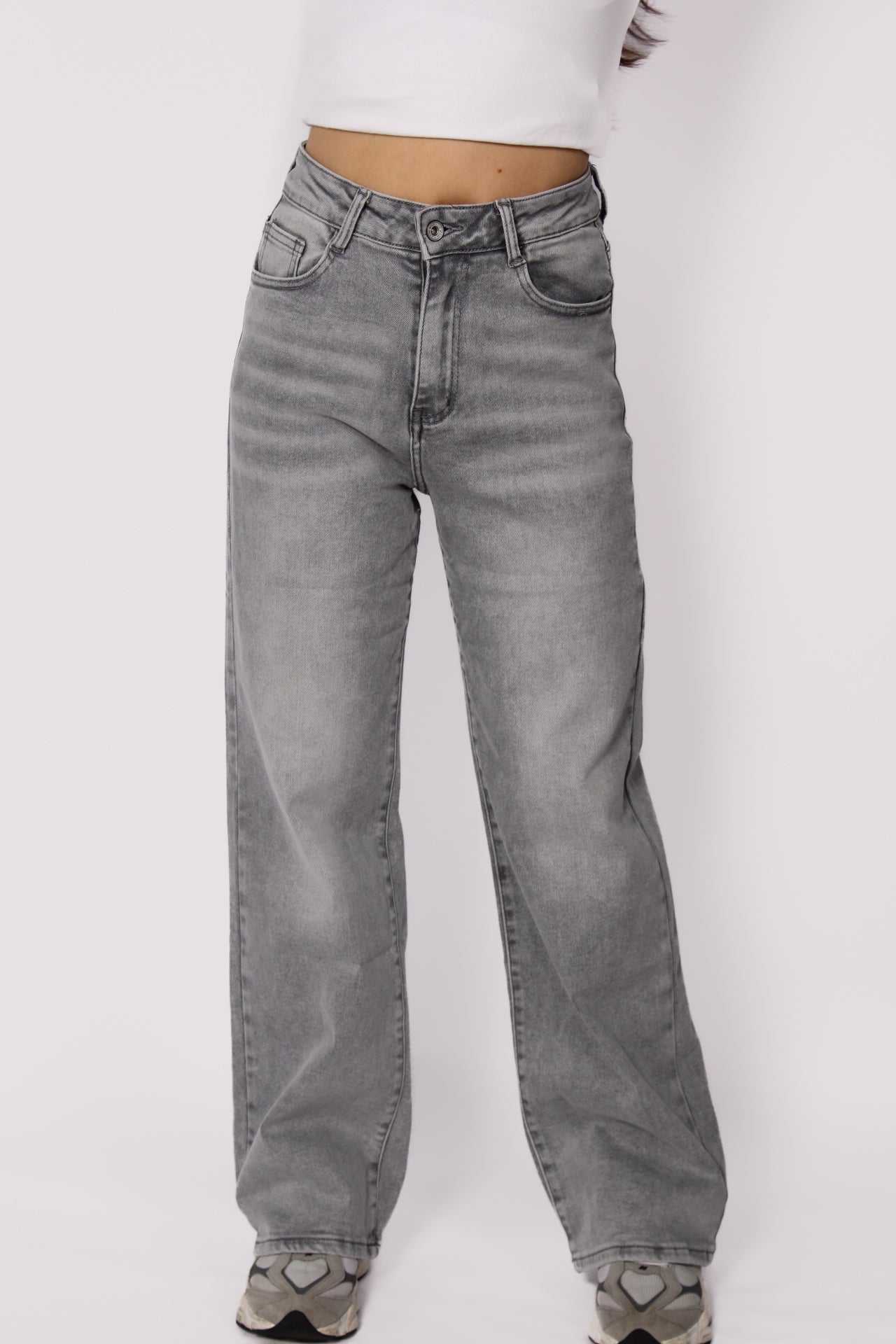 ''PETITE'' WIDE LEG JEANS 6742-5 - LIGHT GRAY