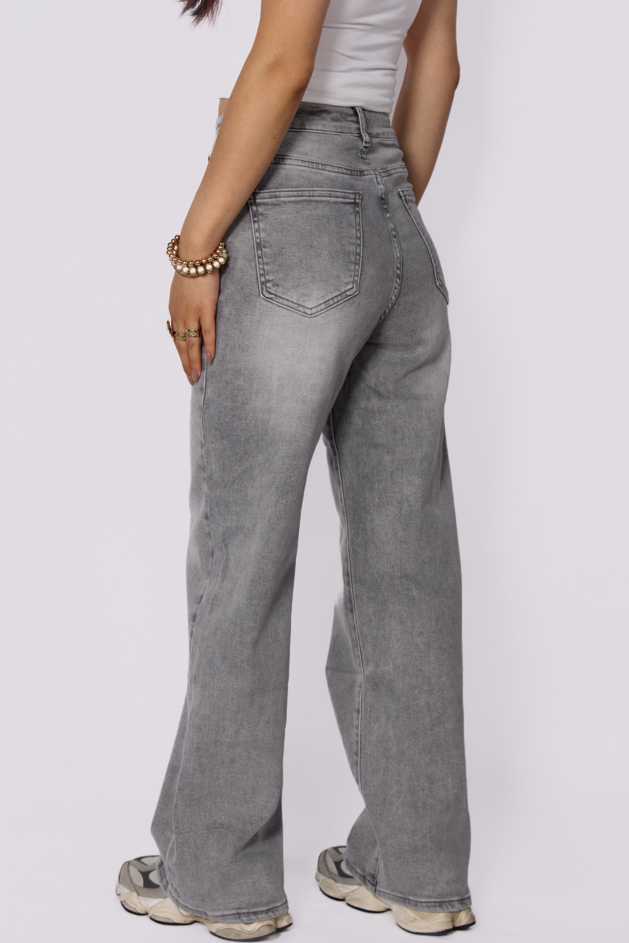 ''PETITE'' WIDE LEG JEANS 6742-5 - LIGHT GRAY