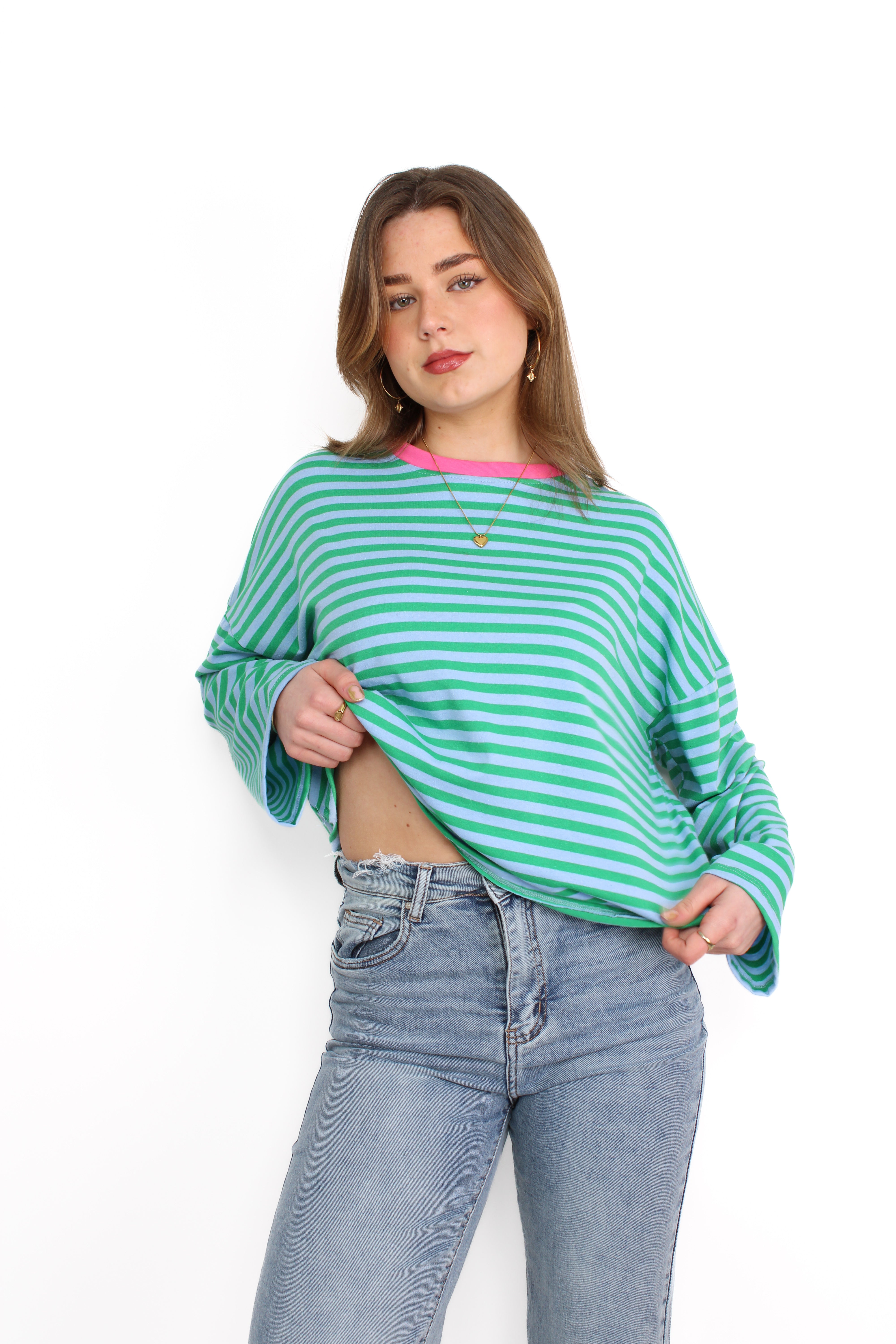 STRIPE VIBE LONG SLEEVE - GREEN BLUE