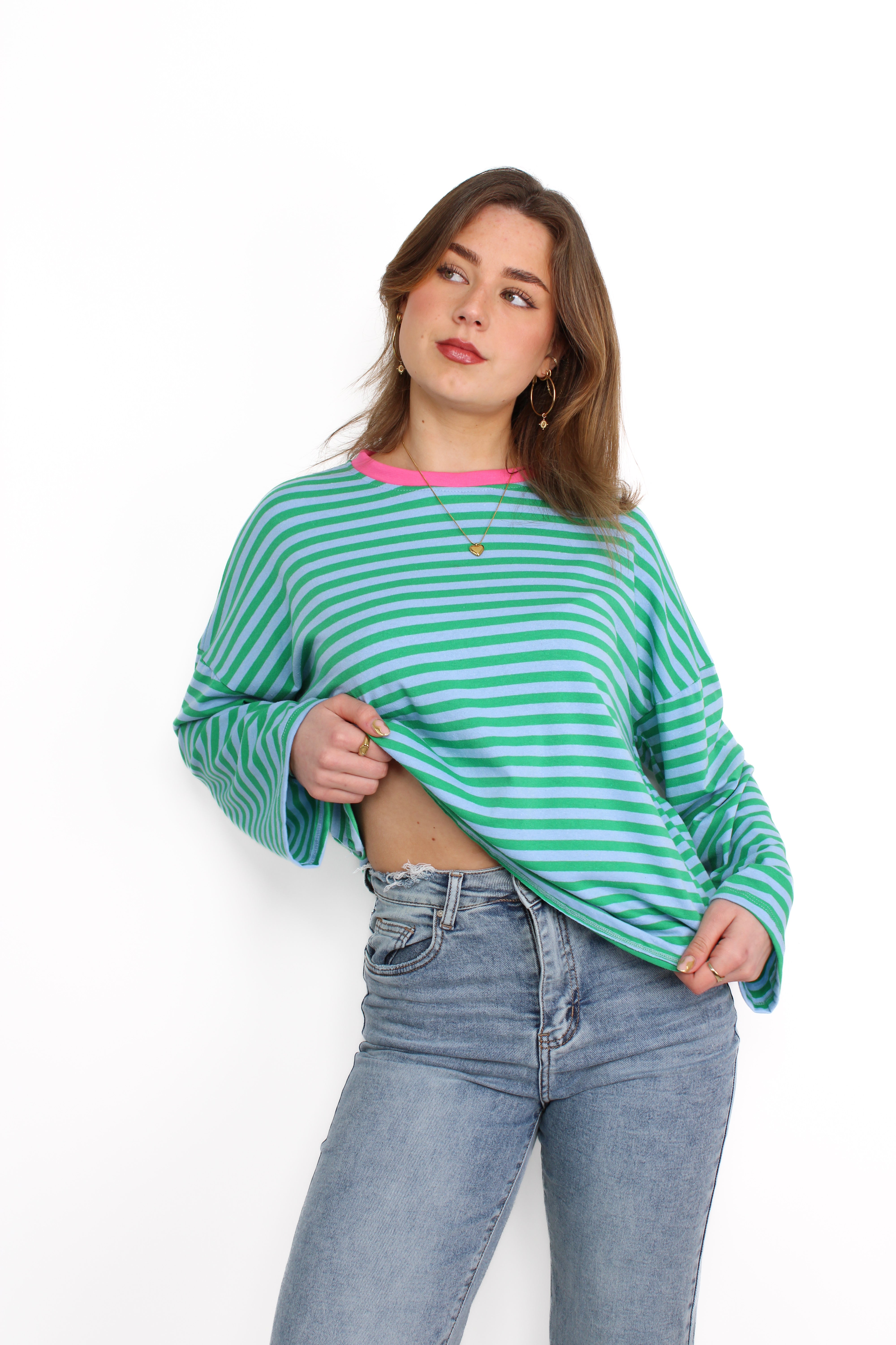 STRIPE VIBE LONG SLEEVE - GREEN BLUE