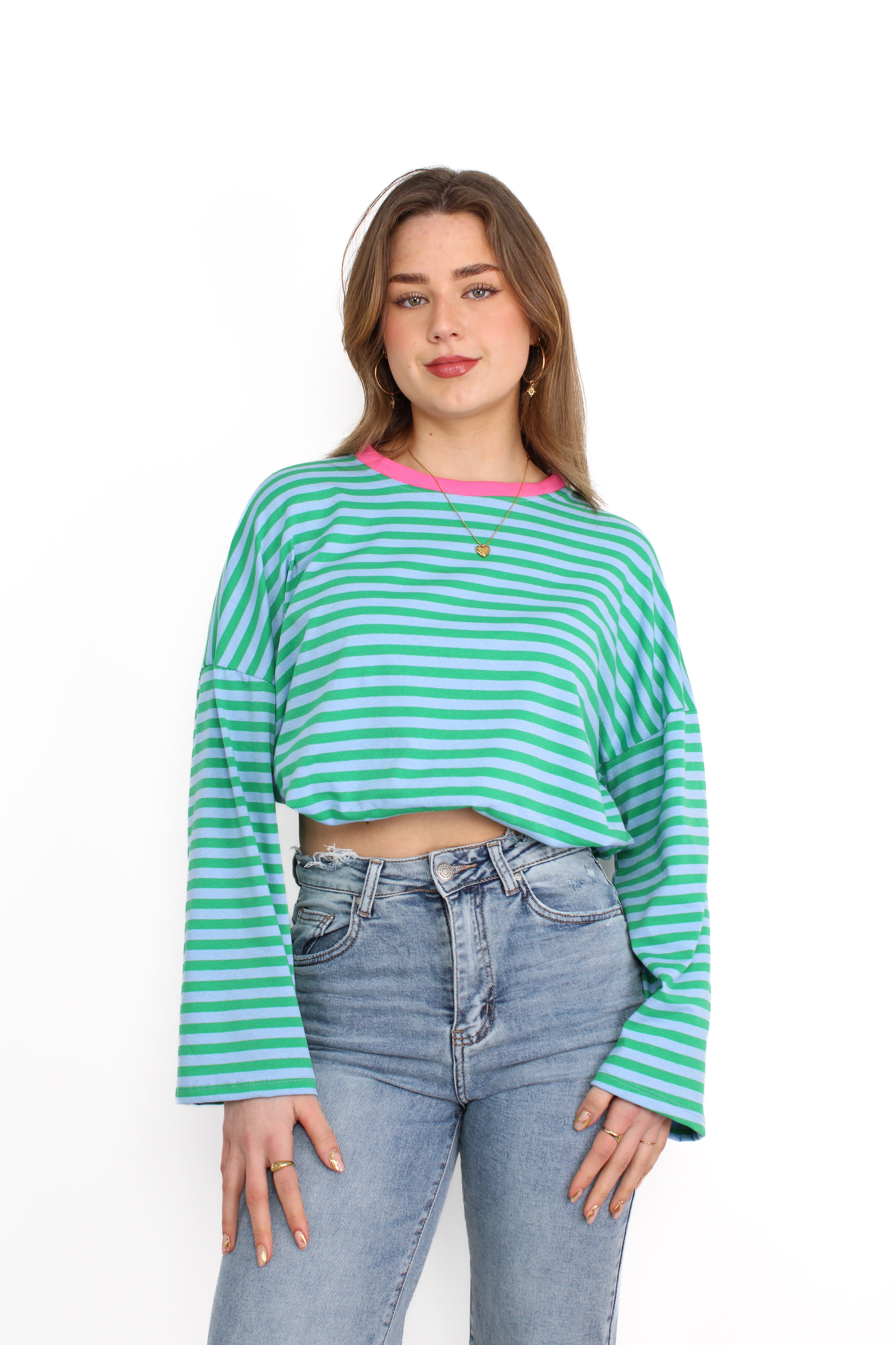 STRIPE VIBE LONG SLEEVE - GREEN BLUE