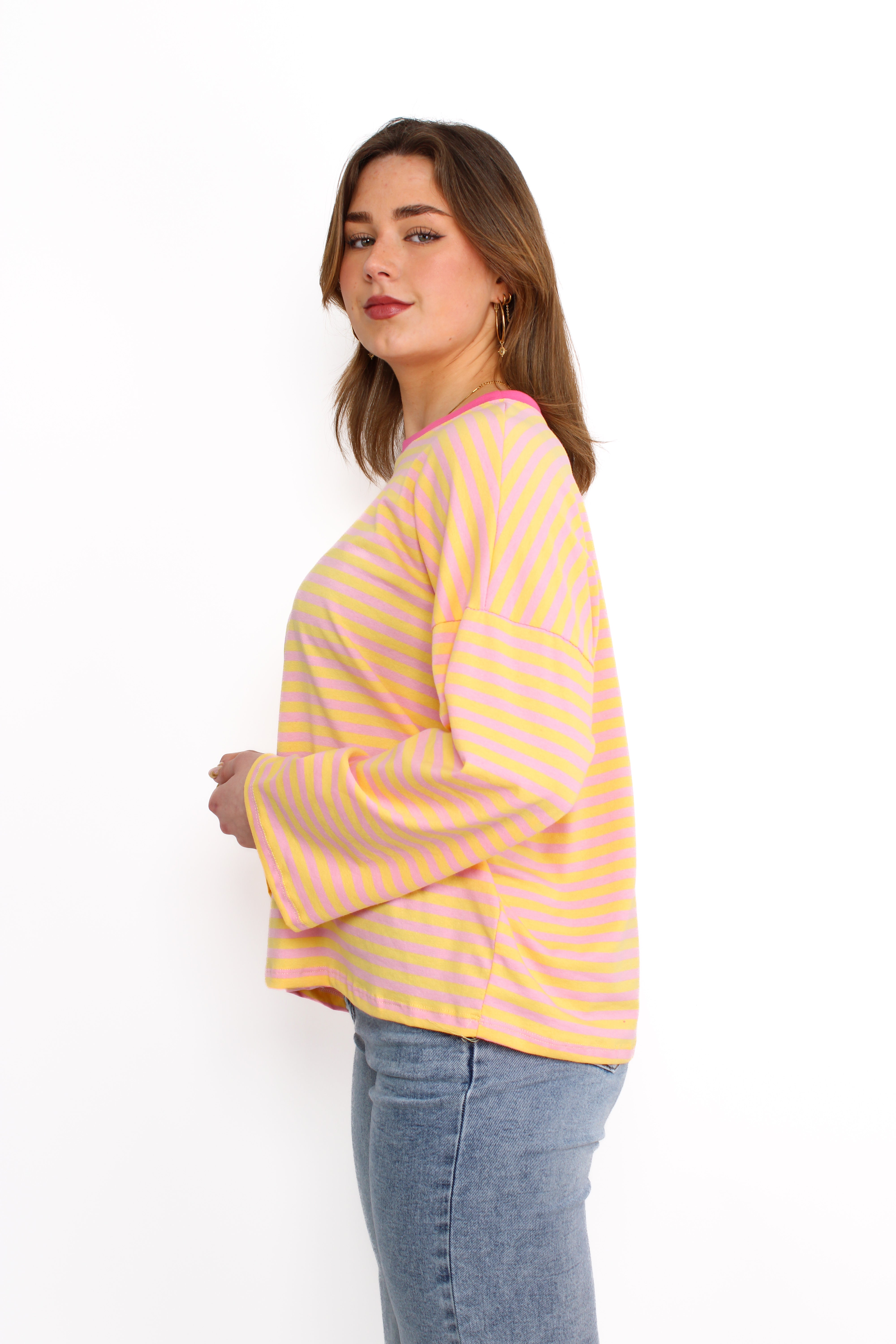 STRIPE VIBE LONG SLEEVE - YELLOW PINK