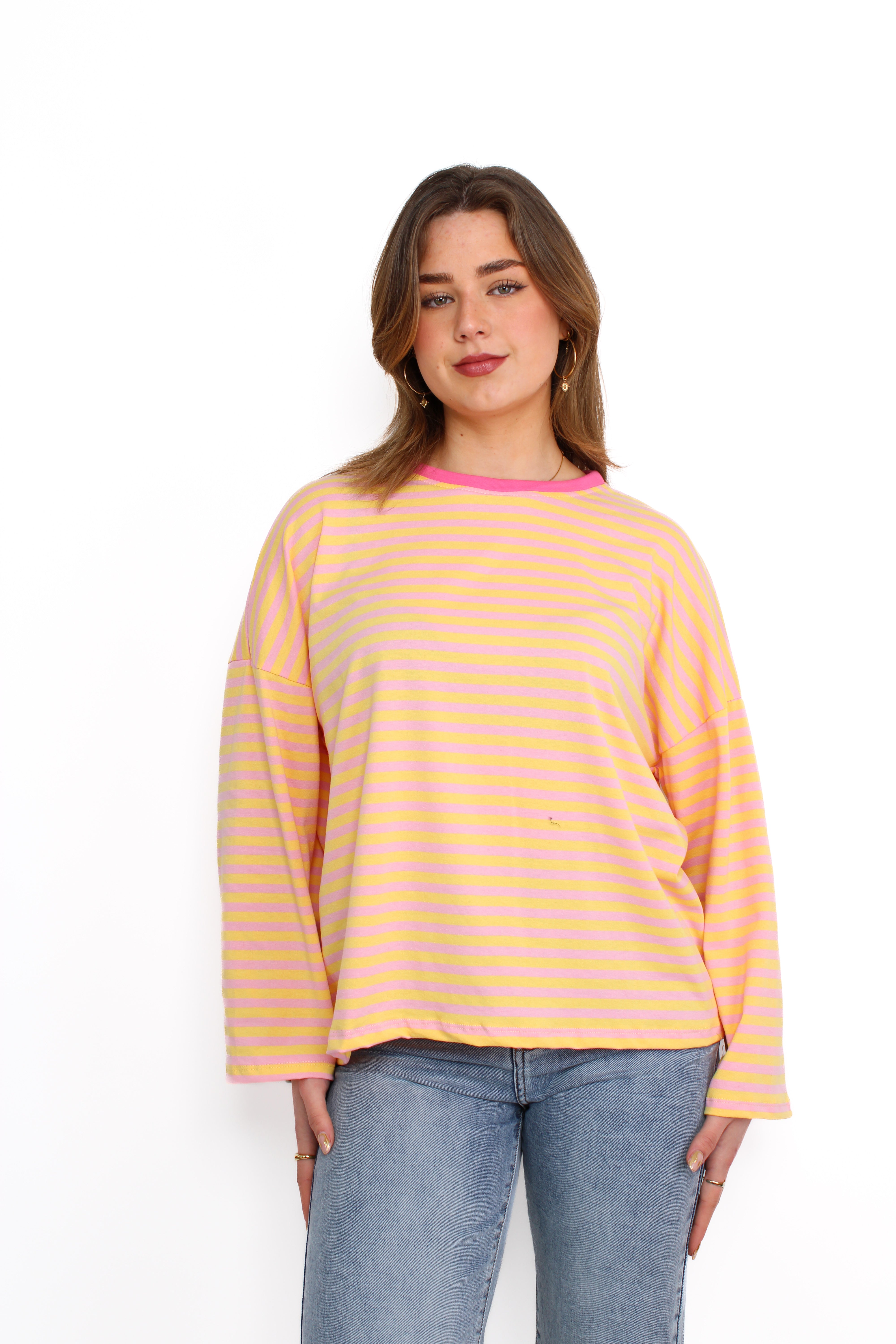 STRIPE VIBE LONG SLEEVE - YELLOW PINK