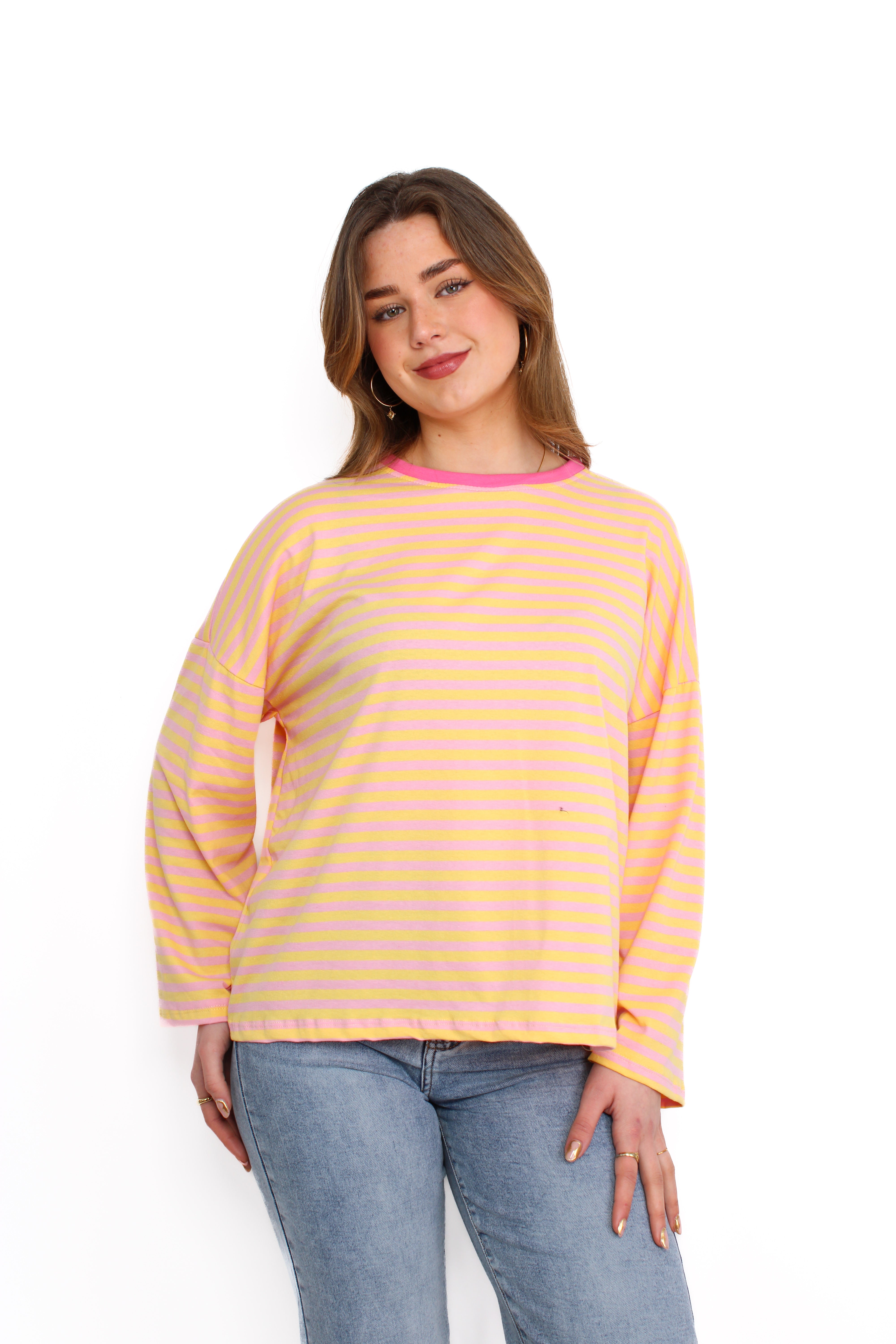 STRIPE VIBE LONG SLEEVE - YELLOW PINK