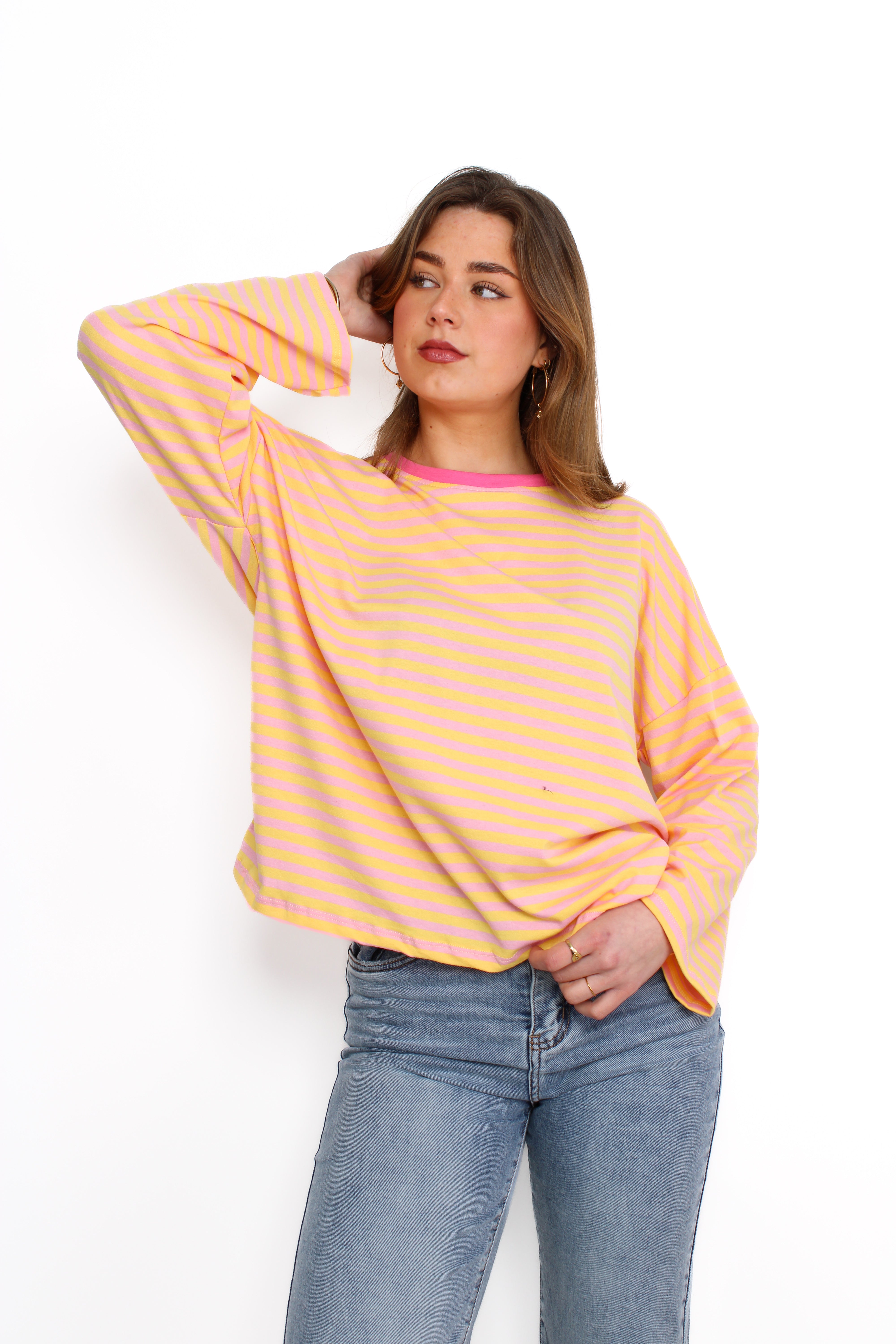 STRIPE VIBE LONG SLEEVE - YELLOW PINK