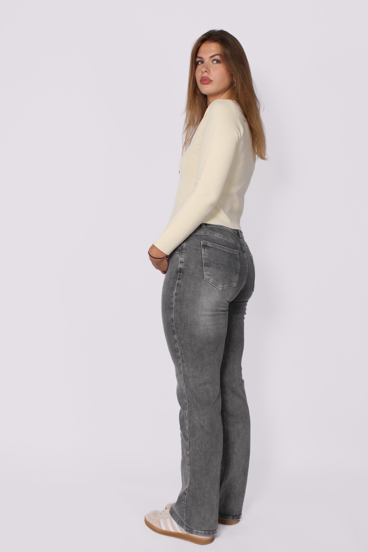 ''TALL'' WIDE LEG JEANS 876-3 - GRAY