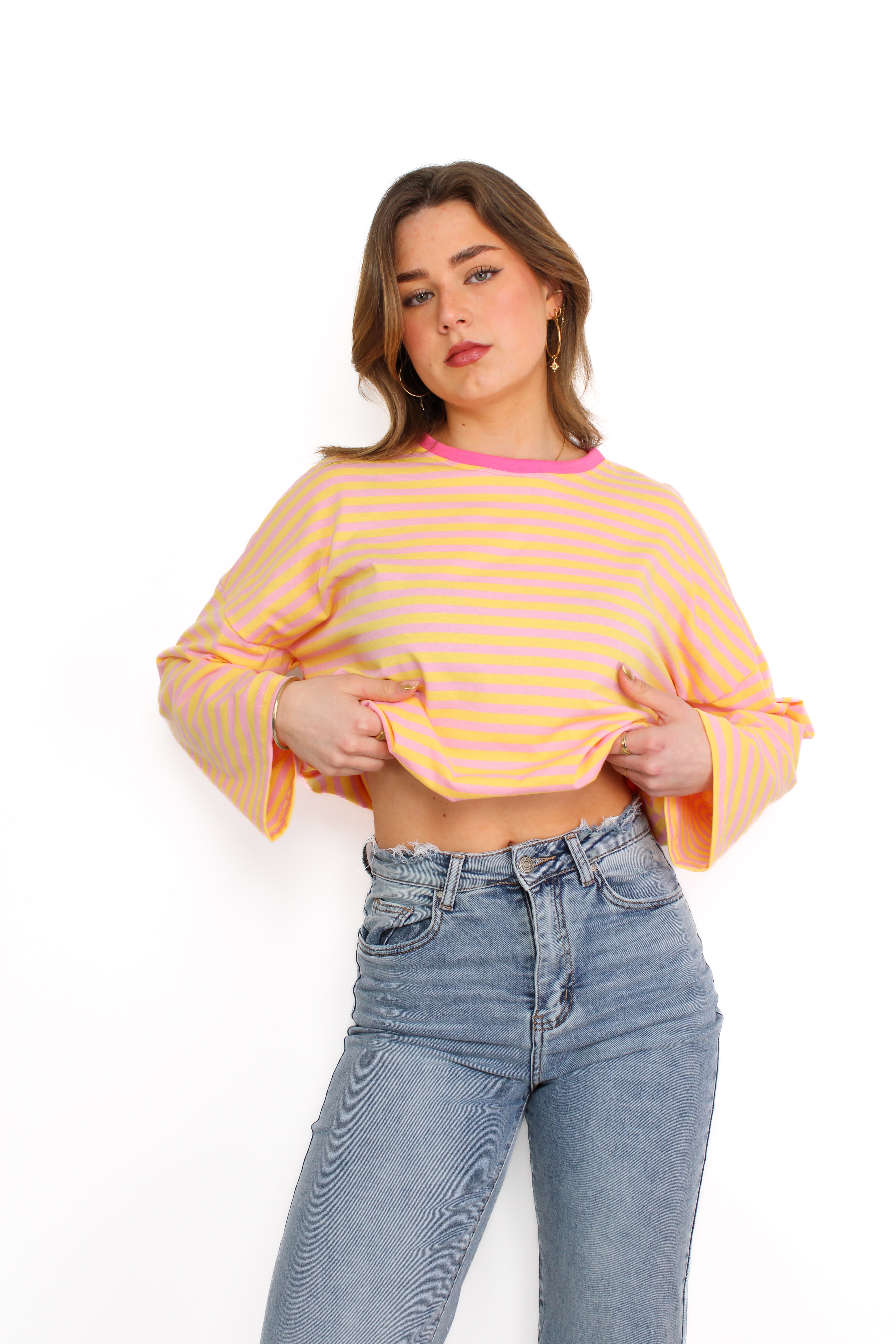 STRIPE VIBE LONG SLEEVE - YELLOW PINK
