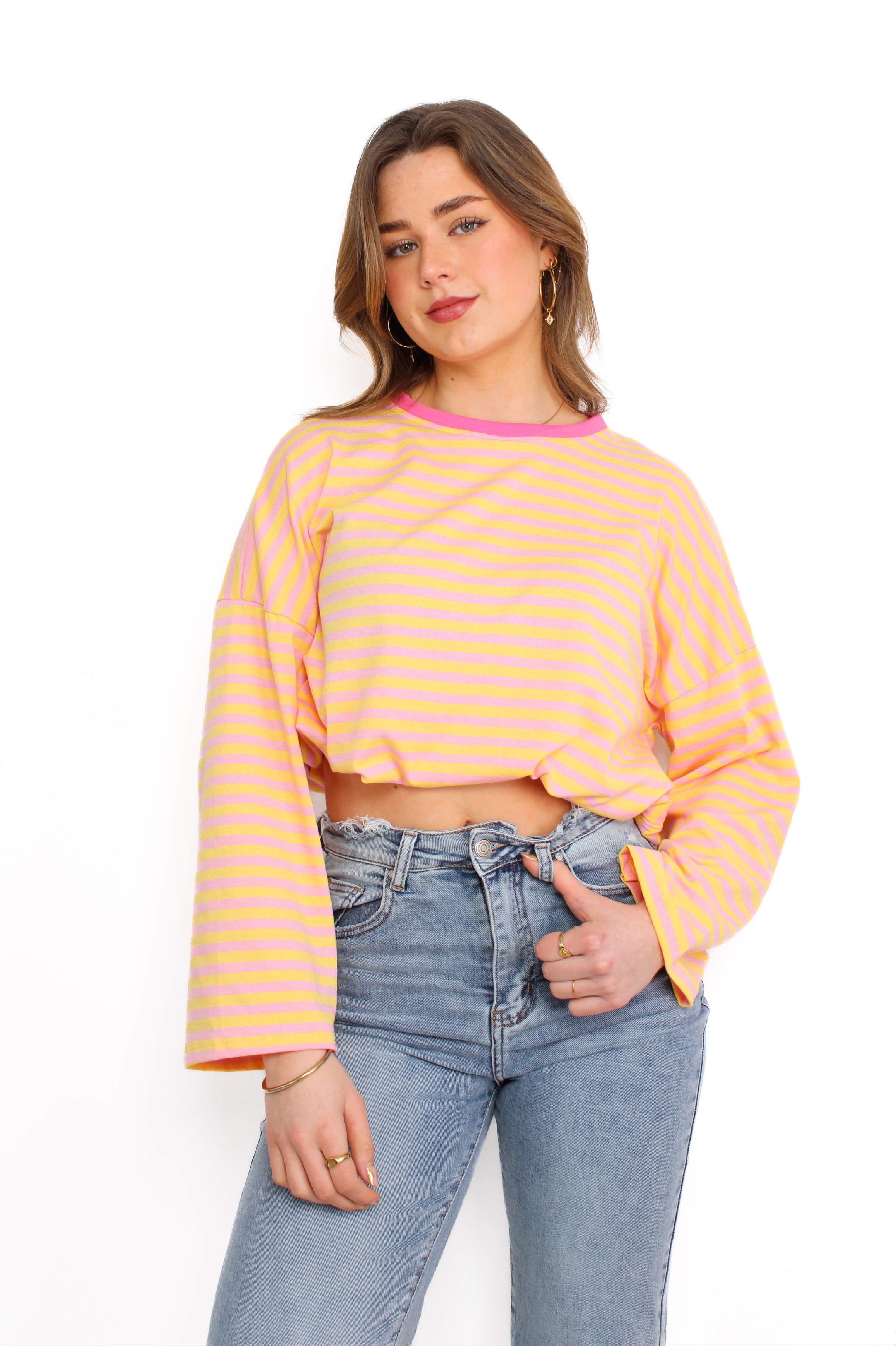 STRIPE VIBE LONG SLEEVE - YELLOW PINK