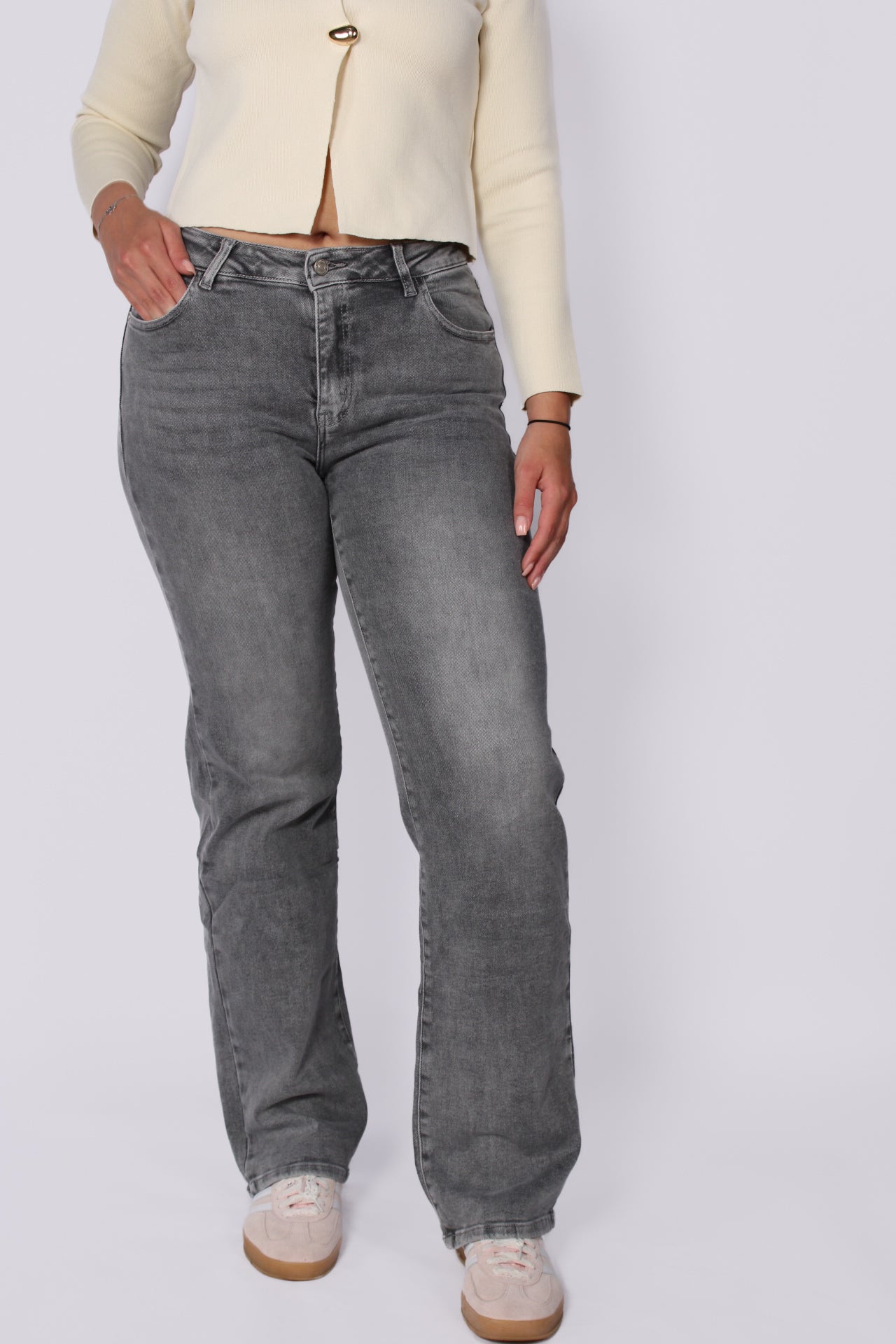 ''TALL'' WIDE LEG JEANS 876-3 - GRAY