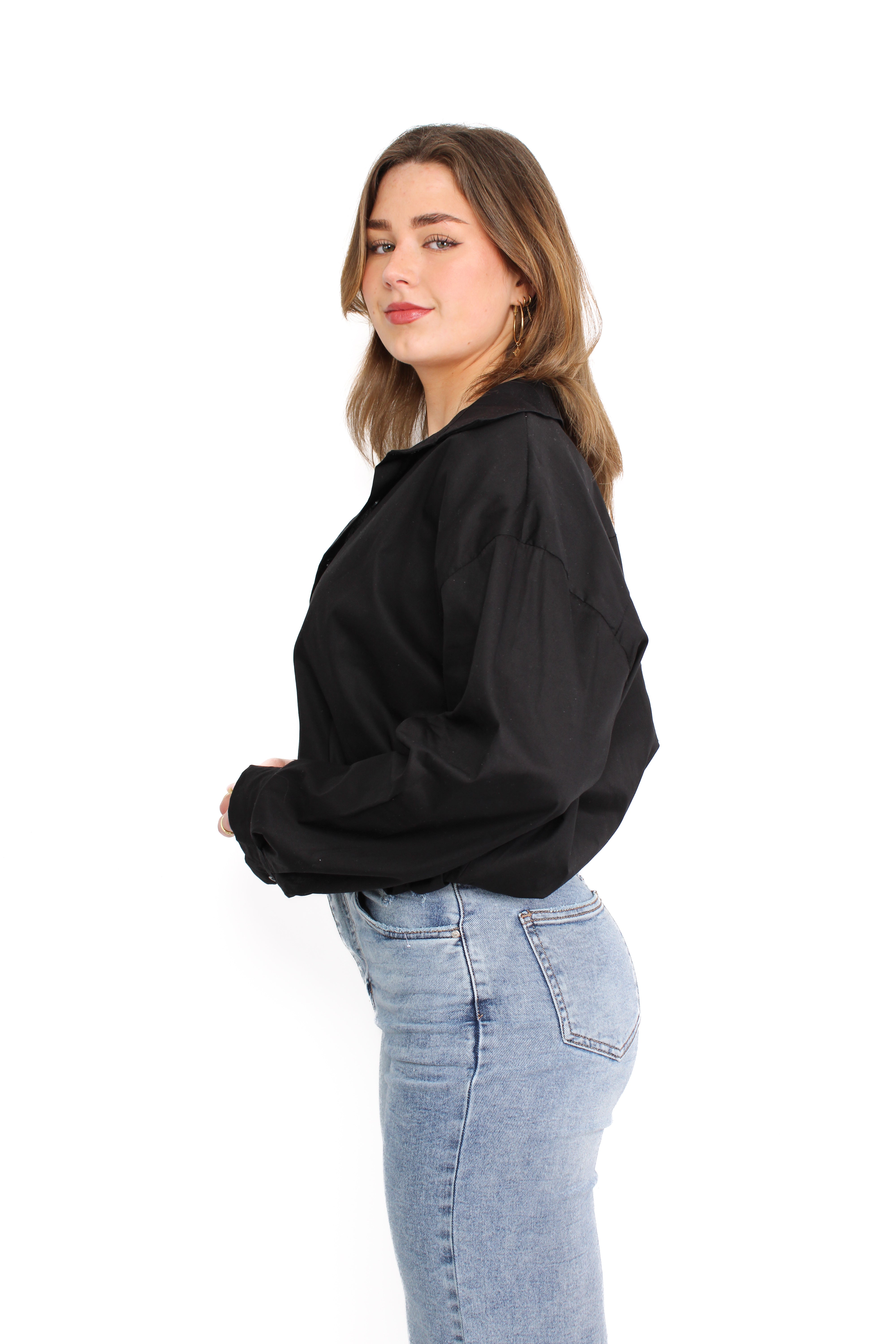 LAYERED LACE BLOUSE - BLACK